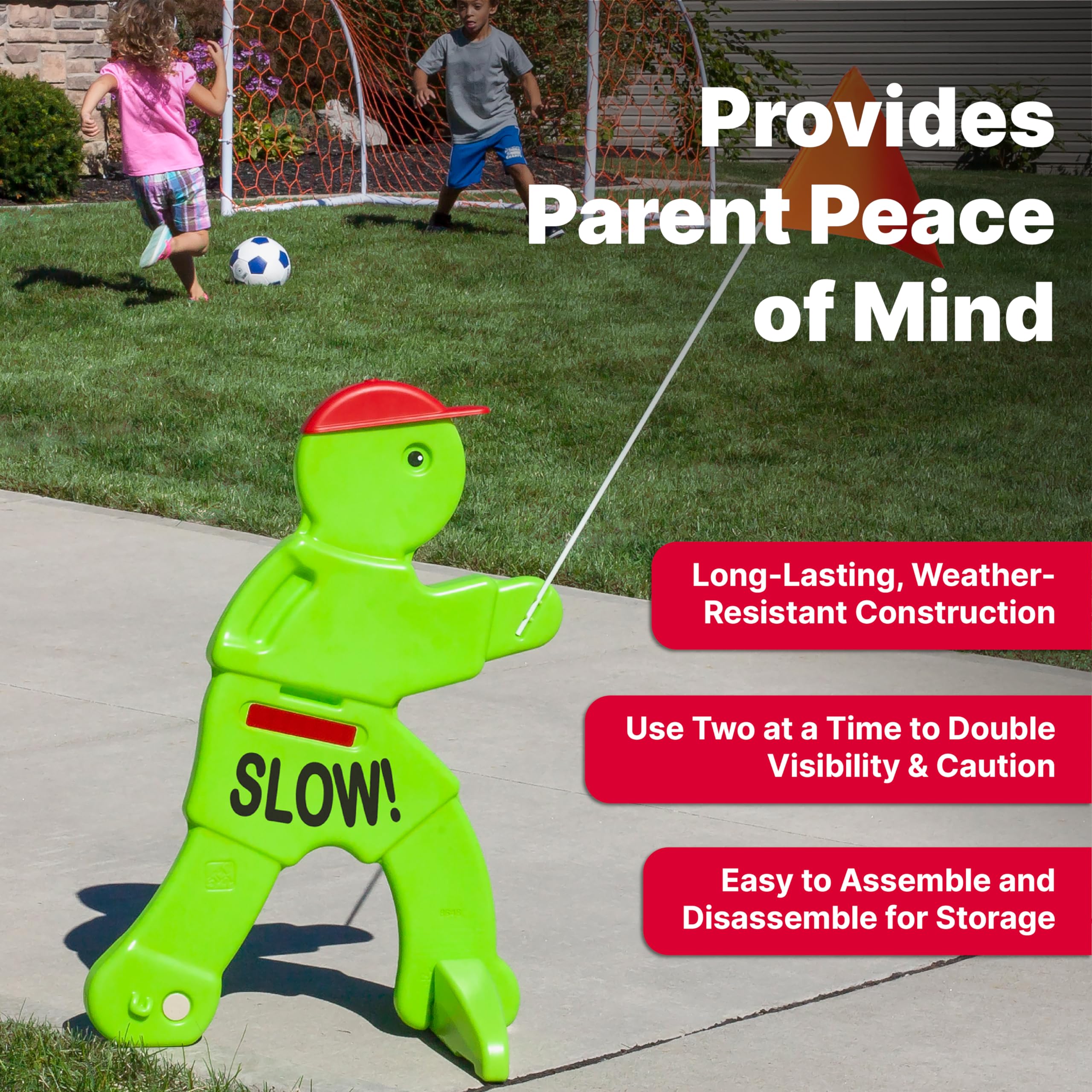 Step2 Kid Alert Safety Sign Street, Kids at Play Signage for Neighborhood Safety, 32-Inch Tall Reflective Caution Sign with Warning Flag