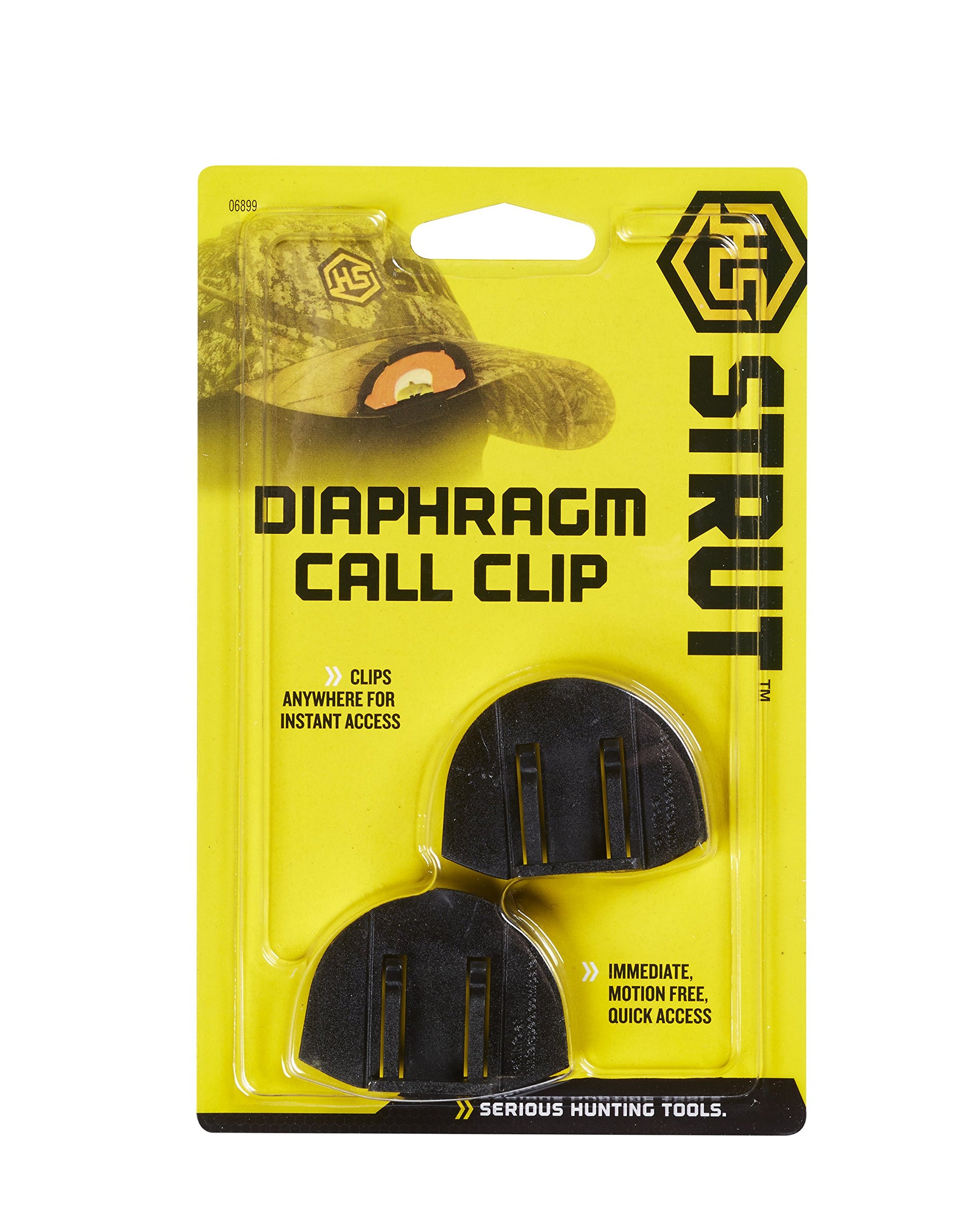 Pocketable Lightweight Hunters Specialties Water-Resistant Strut Diaphragm Game Call Clip, 2 Pack
