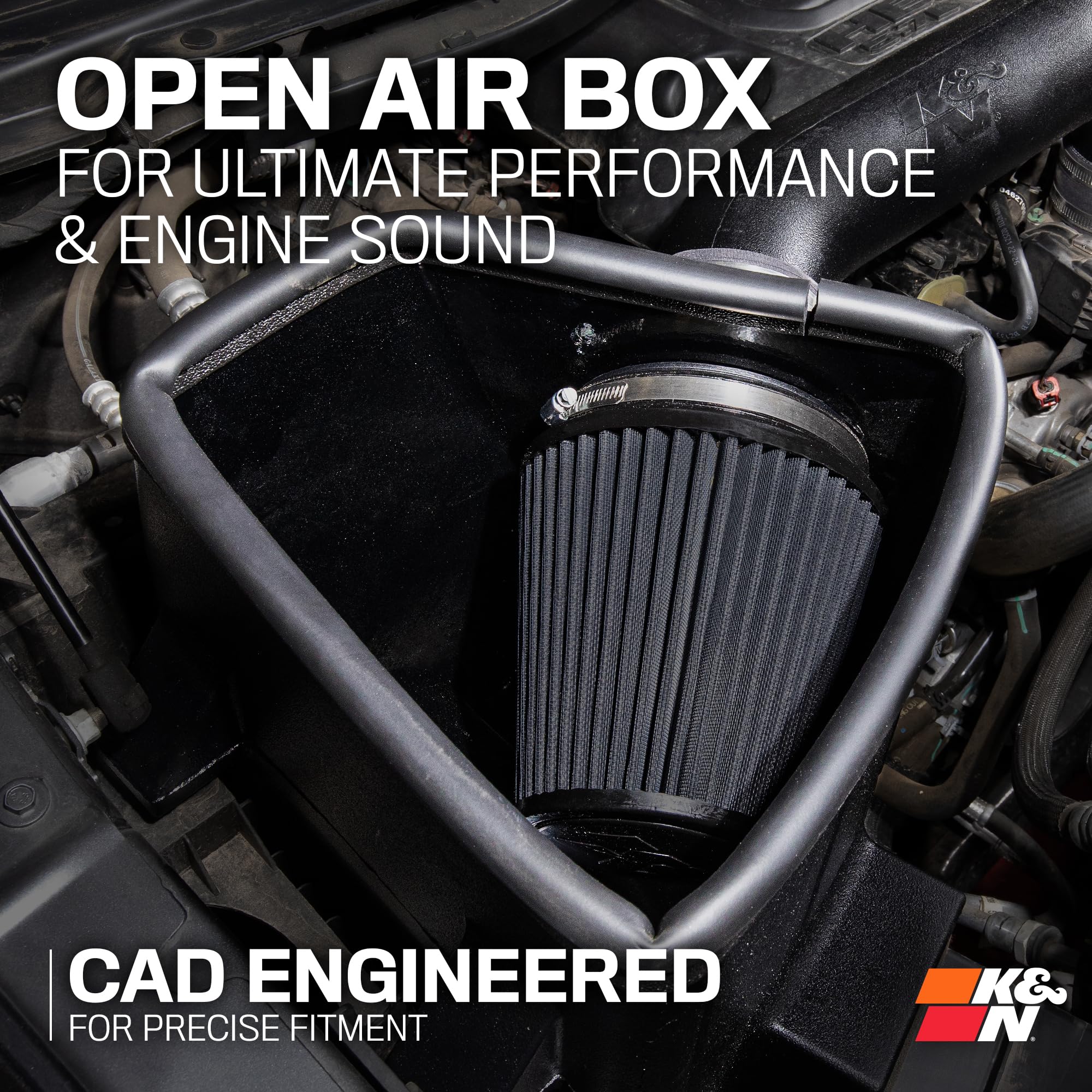 Cold Air Intake System K&N: Dry-Flow Air Filter, Increase Performance & Towing: Compatible with 2019-2024 RAM 1500, 30-1578