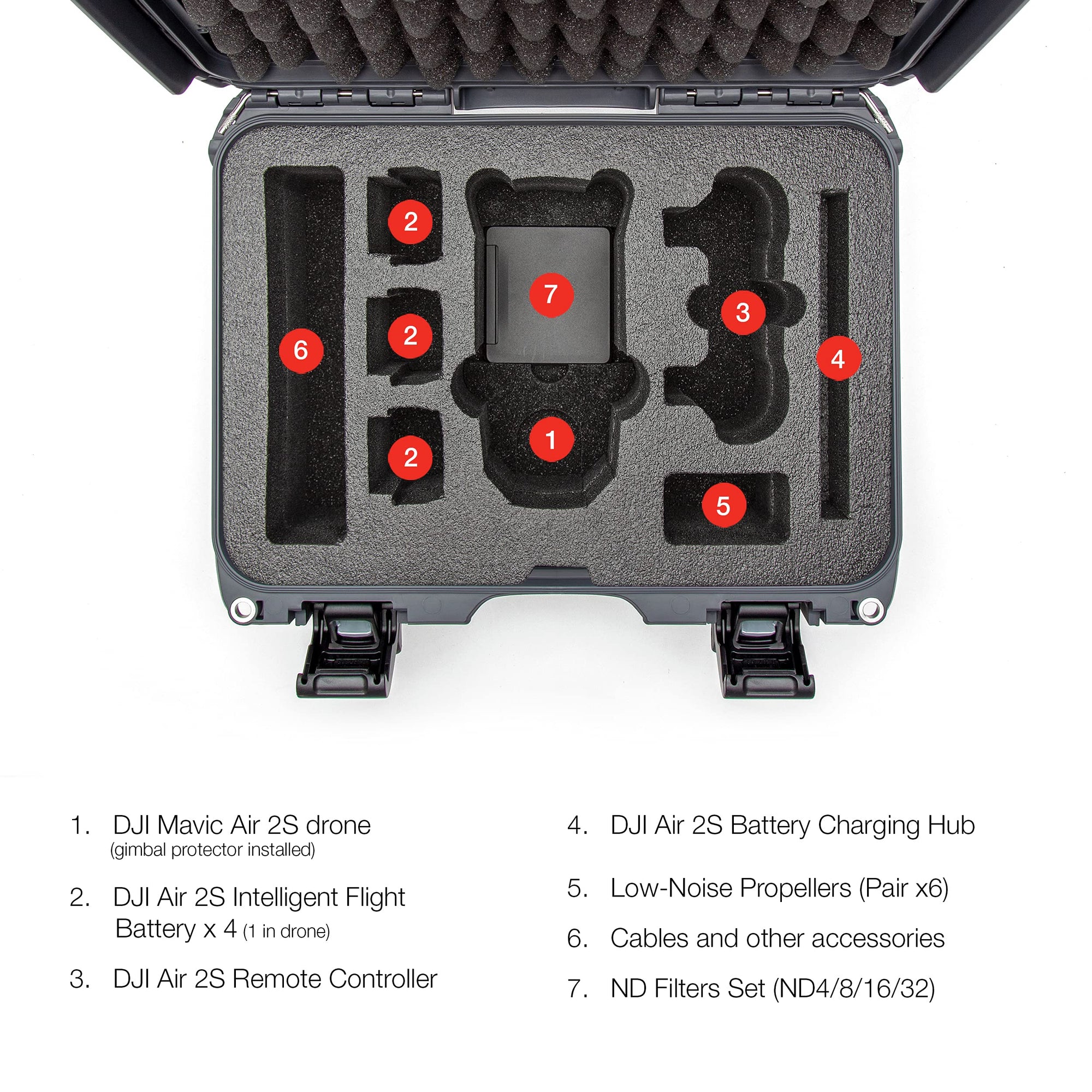 Nanuk Hard Case Waterproof with Foam Insert for DJI Air 2S Fly More Combo - Graphite 915-MAVIA2S7