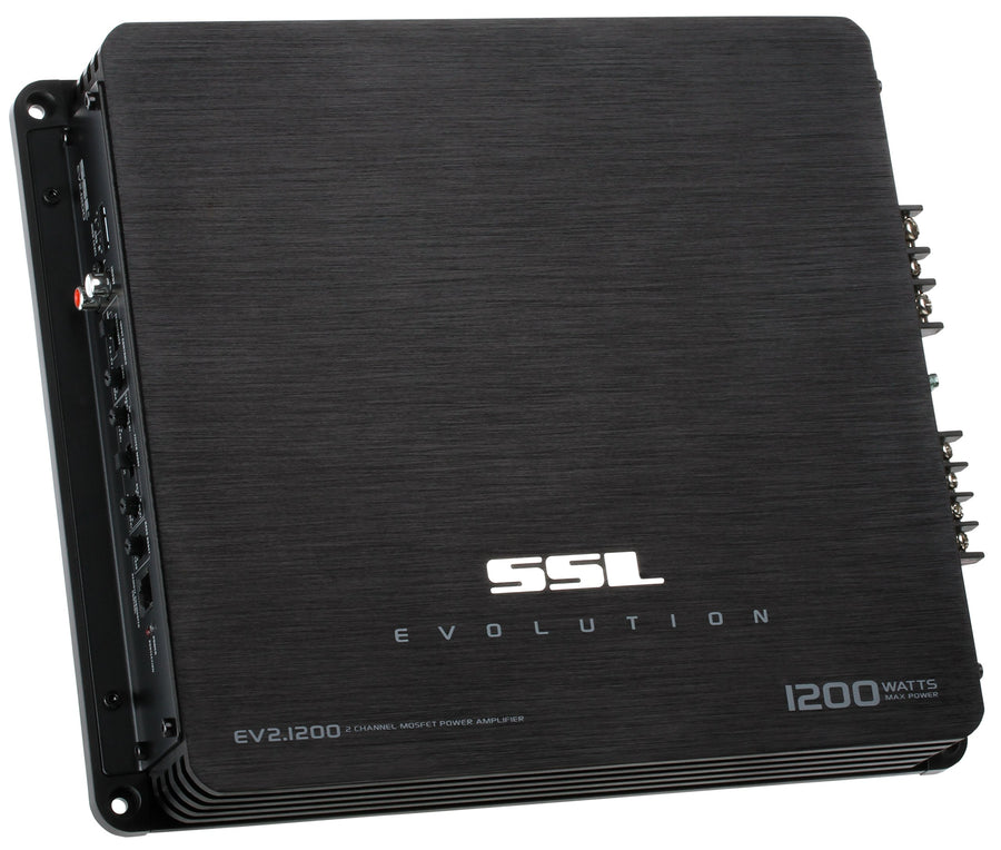 Evolution Series Sound Storm Laboratories EV2.1200 Car Audio Amplifier - 1200 High Output, 2 Channel, 2/8 Ohm, High/Low Level Inputs, High/Low Pass Crossover, Full Range, Hook to Stereo and Subwoofer