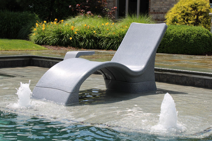 Global Pool Products Deep Water Kit Lounger - Chaise Lounge Chairs Extension - in Pool Elevated Lounger Kit - Gray GPP-LF-DW-G