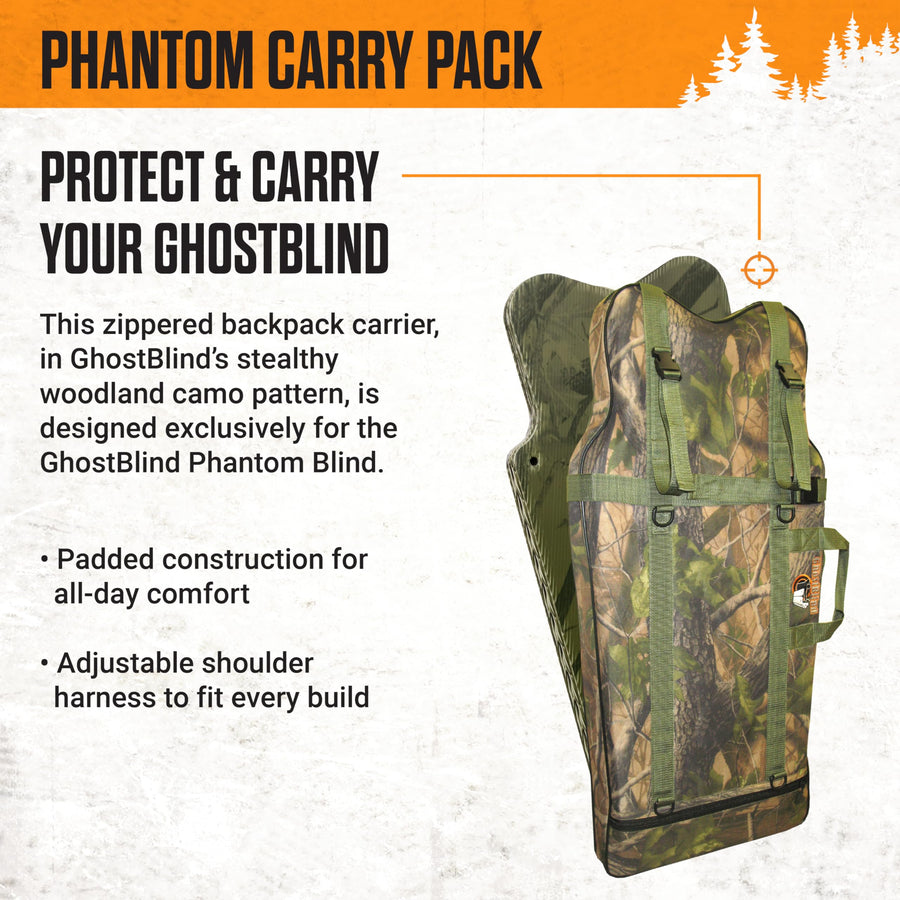 Phantom Hunting Blind Backpack GhostBlind, Durable and Water Resistant, Woodland Camo Print