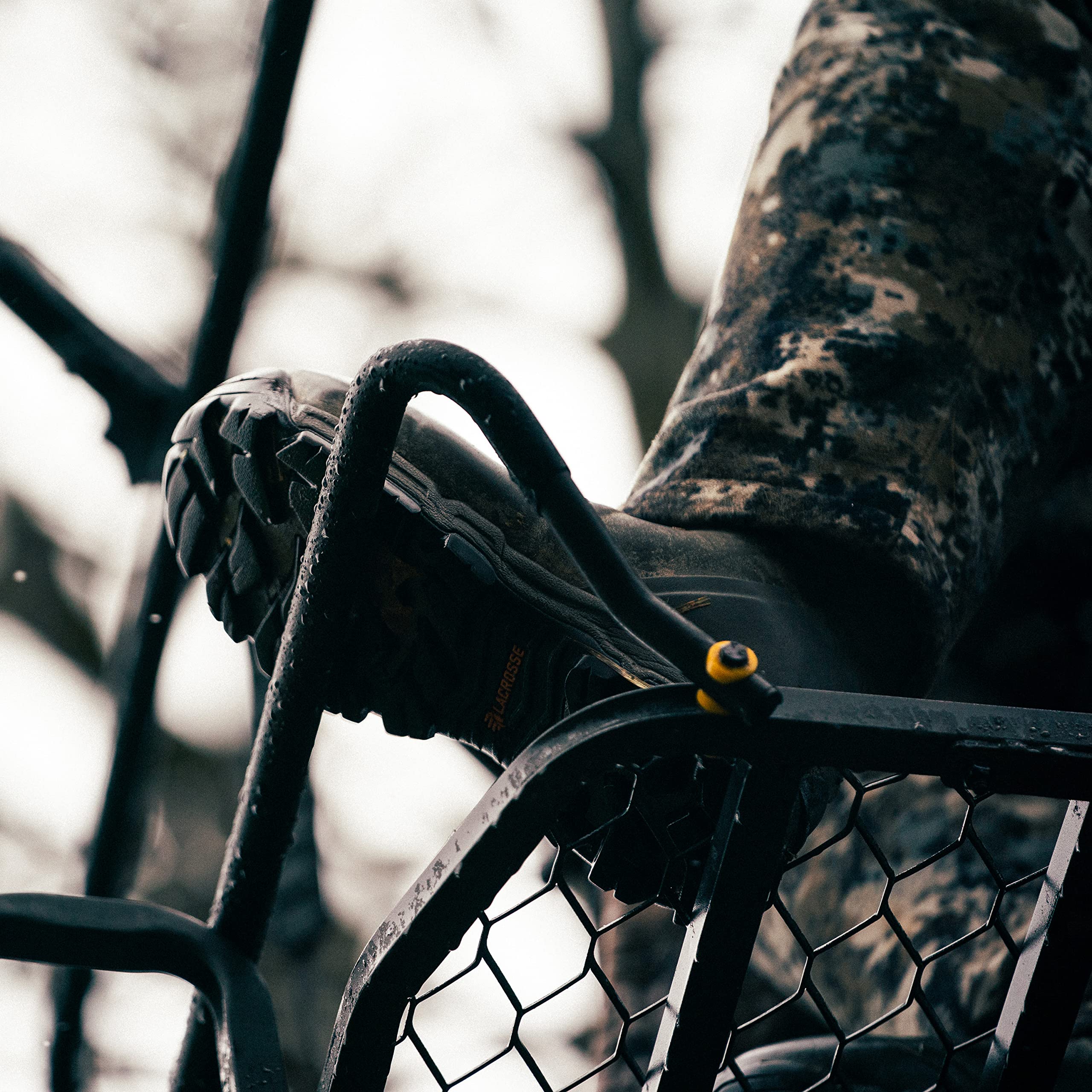Lockdown™ 2-Man Rivers Edge® 17' Height, Flip-Up TearTuff™ Mesh Bench Seat, The Ultimate Shooting Rail, Patent-Pending Ground-Level Ratcheting Technology™, LD203