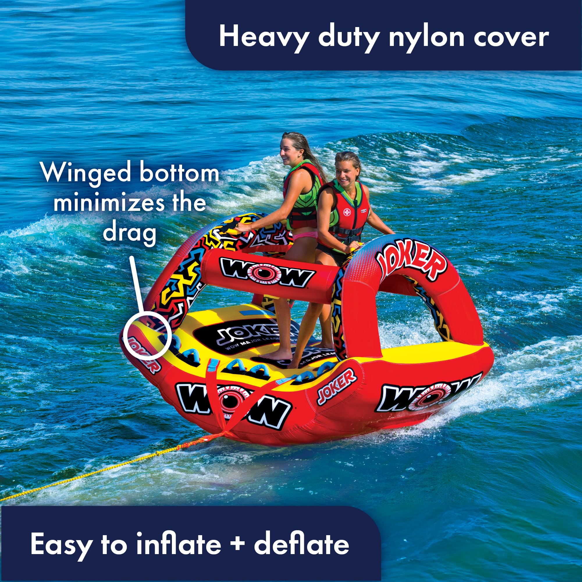 Joker WOW Sports Towable Tube for Boating - 1 to 3 Person Towable - Standing Tubes for Boating