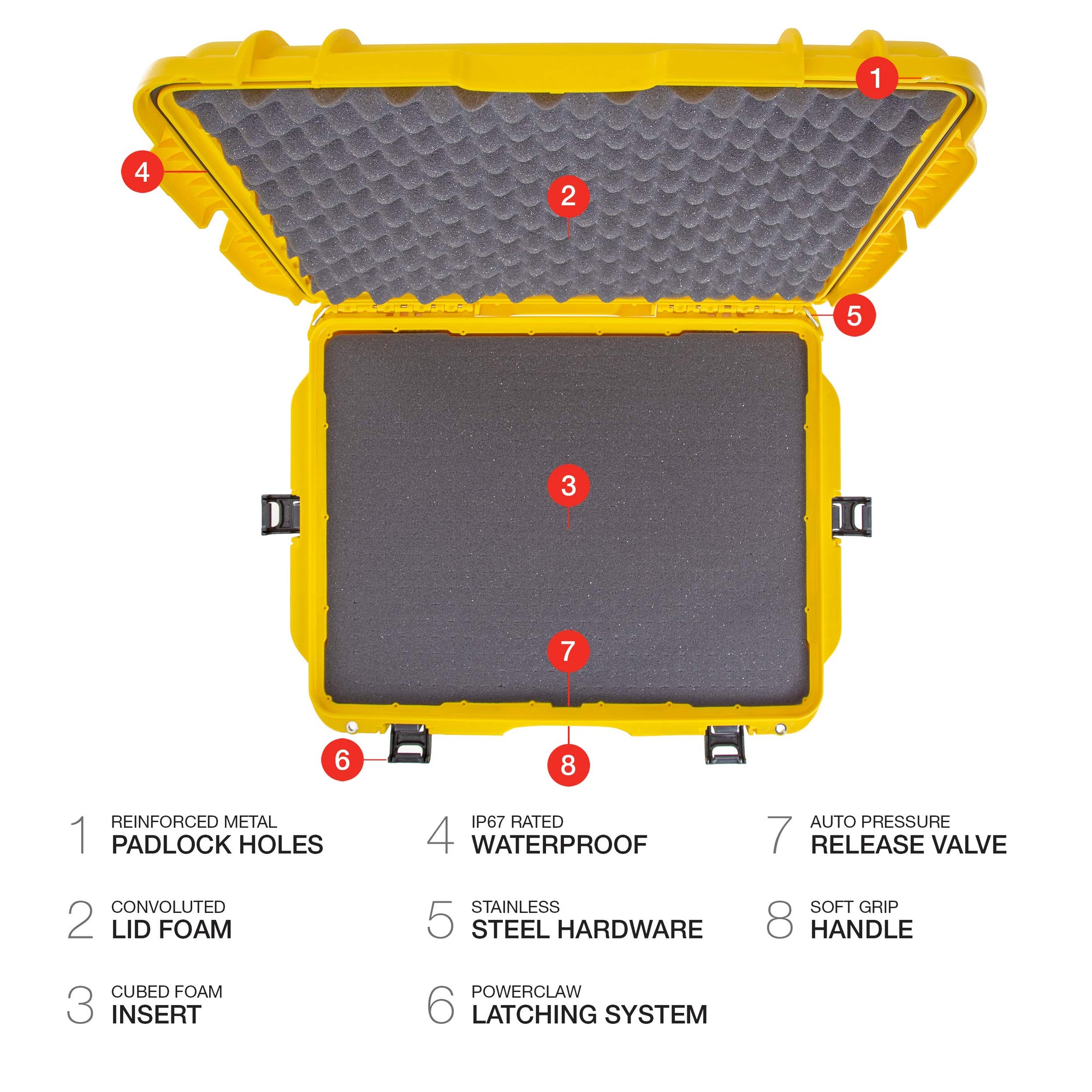 Waterproof Nanuk 955 Hard Case with Wheels and Foam Insert - Yellow, 955-1004