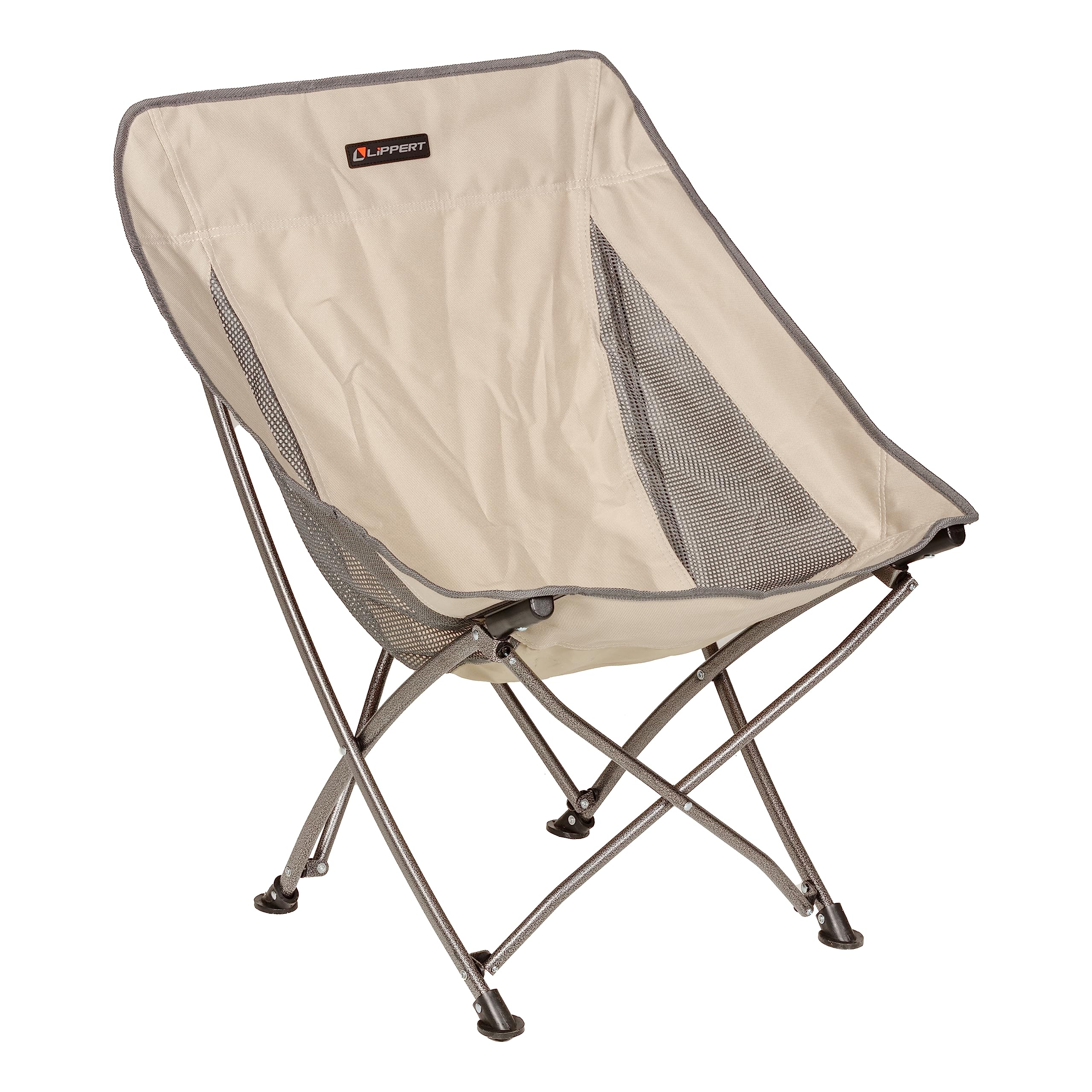 Lippert Baja Compact Camping Chair, Sand 600-Denier Polyester Fabric, Breathable Mesh Sides, Fold-up Steel Frame, Innovative Design for Ultimate Scoop Comfort - 2022120582