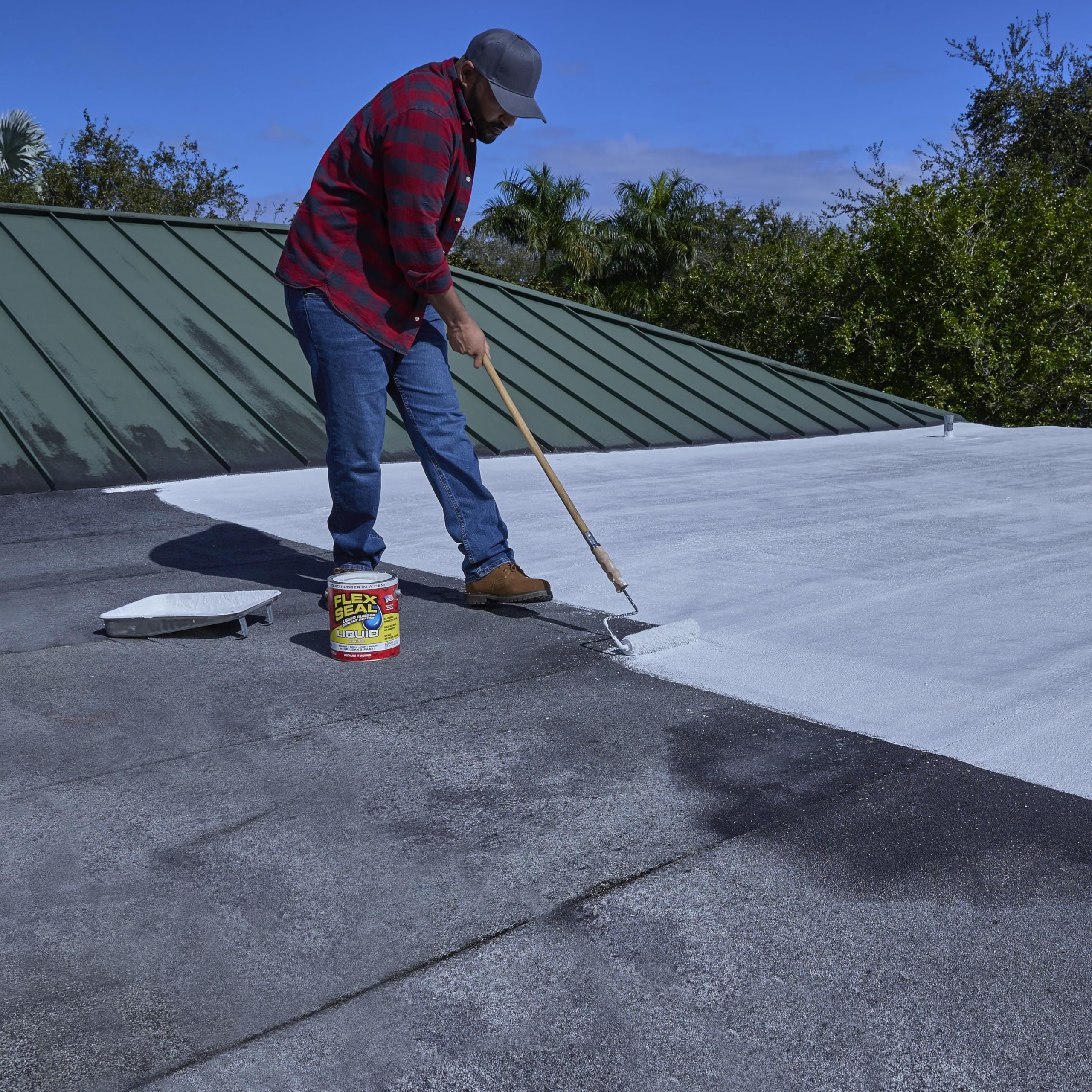 Liquid Rubber Coating Flex Seal, Waterproof, Flexible, Breathable, and UV Resistant, Roof Repair, Basements, RV, Campers, Trailers, Marine, EPDM, Masonry, 1 Gallon, White