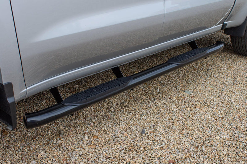 1501-0722B Raptor Series 4 inch Curved OE Style Black Side Bar Steps For 2019-2020 Silverado/Sierra 1500 Double Cab