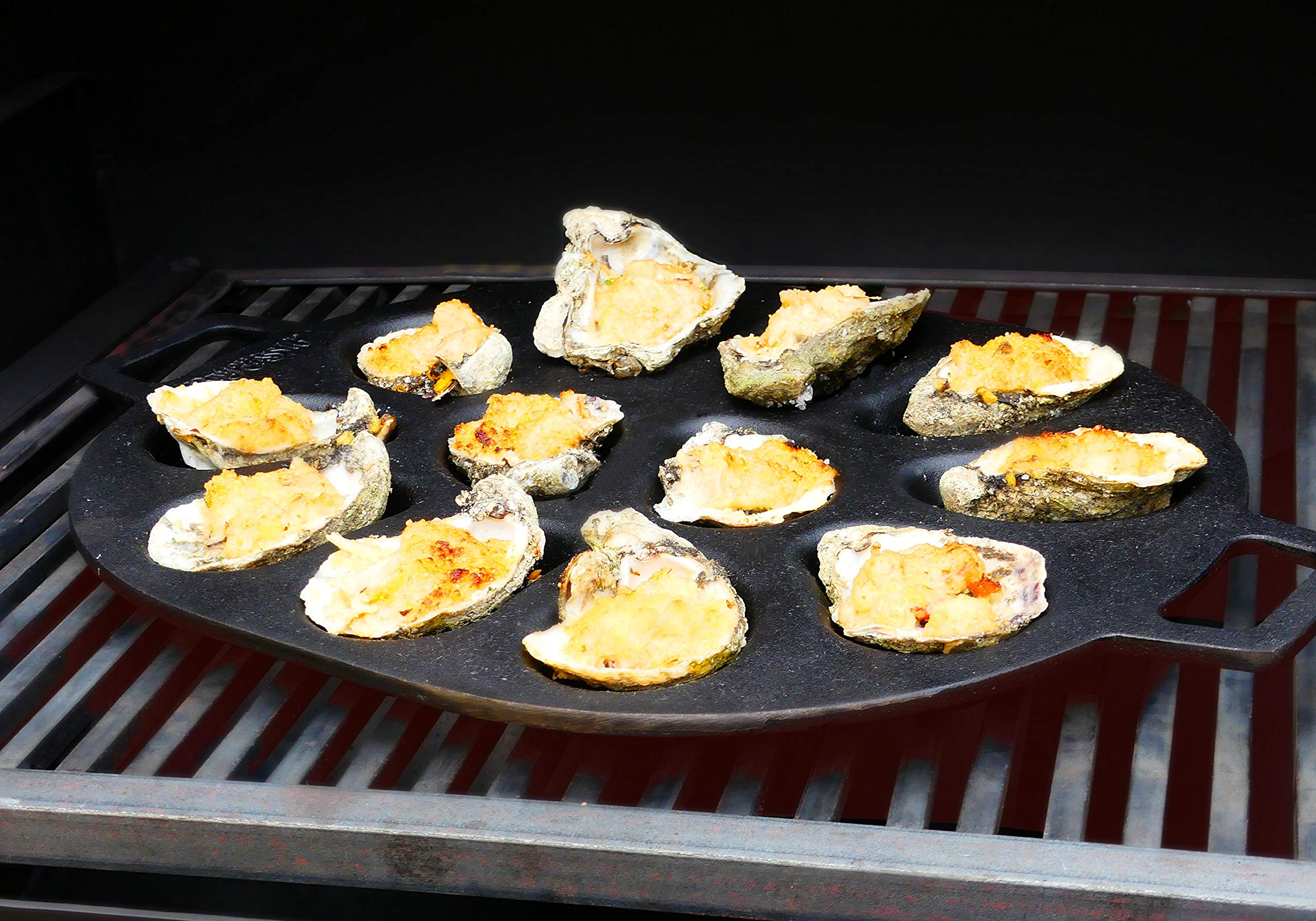 Bayou Classic Oyster Grill Pan 7413 Perfect For Grilling and Serving 12 Oysters or Clams On The Half Shell