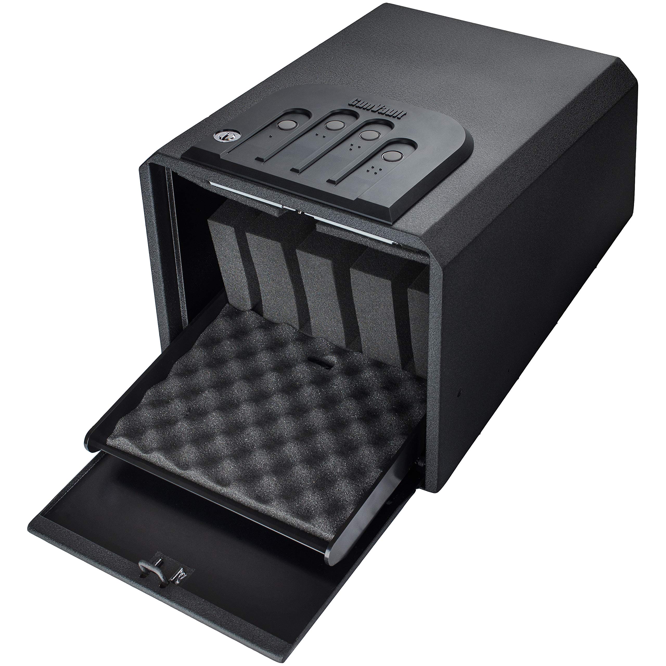 MultiVault GunVault - Quick Access Automatic Slide-Out Handgun Safe with Patented No-Eyes® Keypad (4 Pistol Capacity)