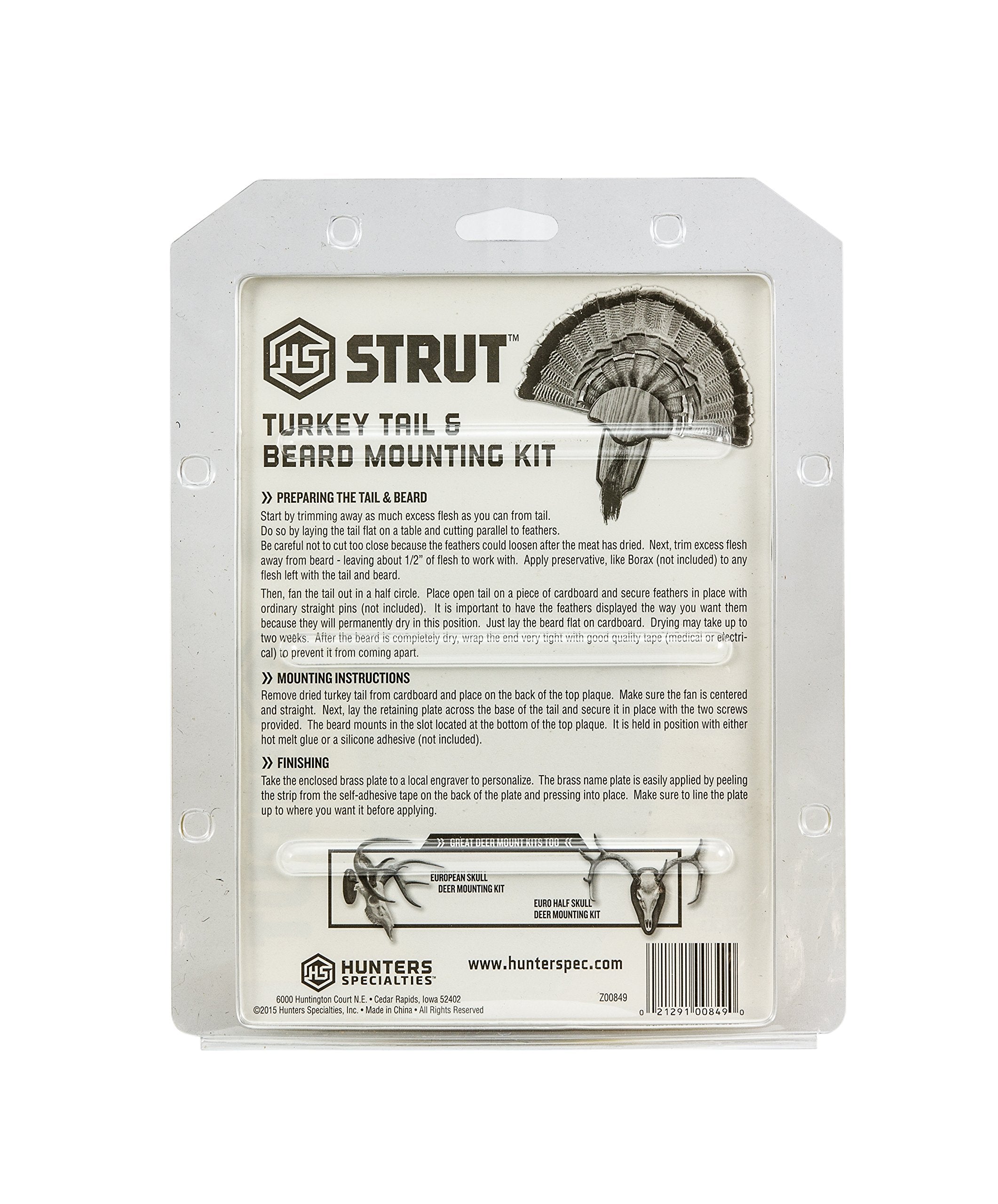 Turkey Tail & Beard Mounting Kit HUNTERS SPECIALTIES - Durable Easy To Assemble Trophy Mount Kit With Hardware Included