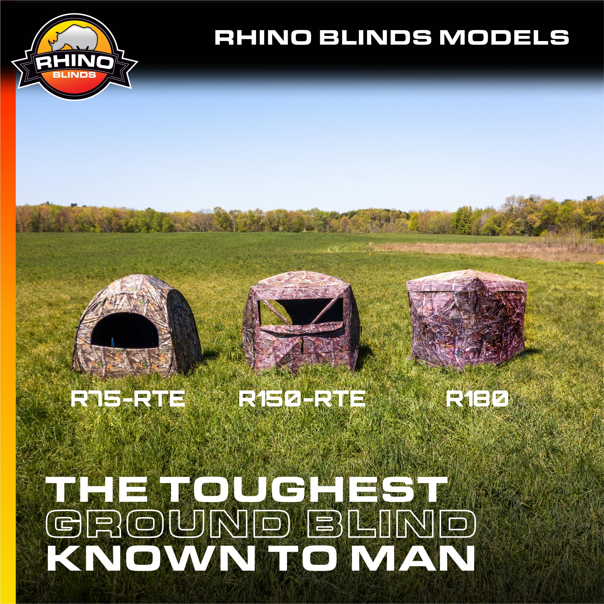 R75-RTE Rhino Blinds 2 Person Hunting Ground Blind, Realtree Edge