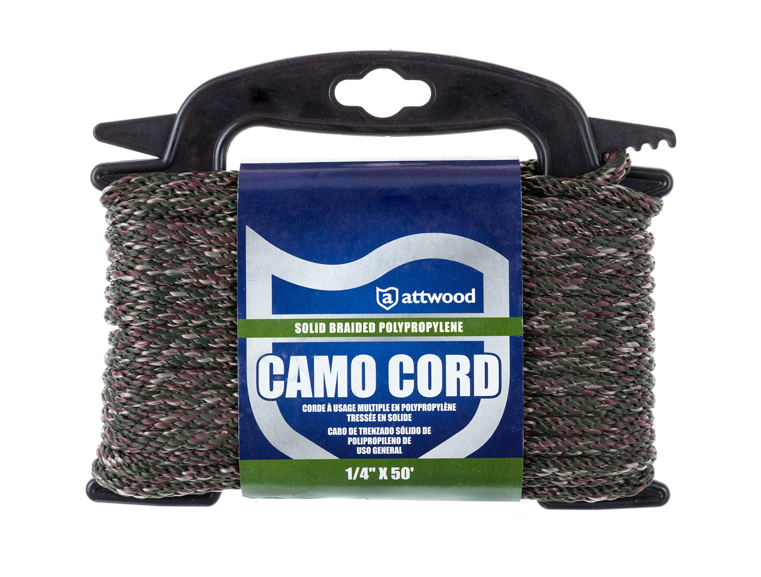 Hollow Diamond-Braided Attwood 11719-2 Polypropylene Cord, Camoflauge Multifilament
