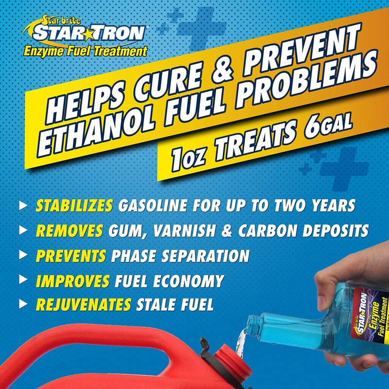 Star Tron Enzyme Fuel Treatment - Small Engine Formula – Gas Additive Rejuvenates & Stabilizes Old Gasoline - Cures Ethanol Problems & Prevents - 8 OZ (14308)