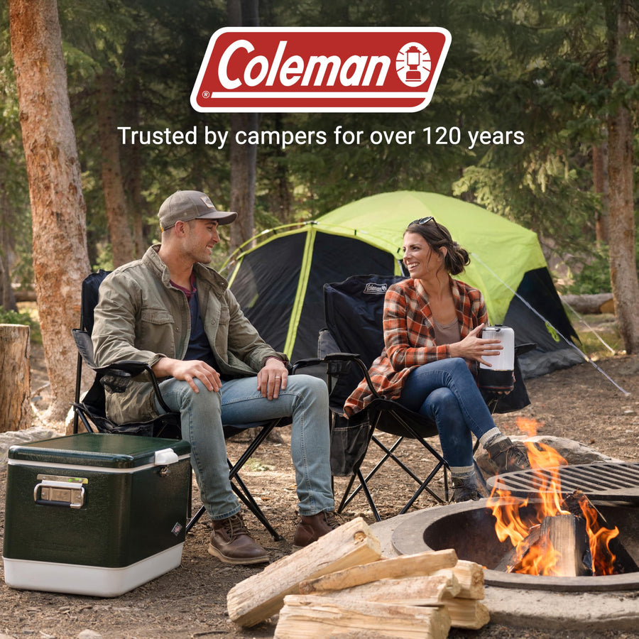 Coleman Camping Chair Portable with 4-Can Cooler, Cushioned Seat & Back with Side Pockets & Cup Holder, Carry Bag Included, Great for Camping, Tailgating, Firepits, Patio, & More