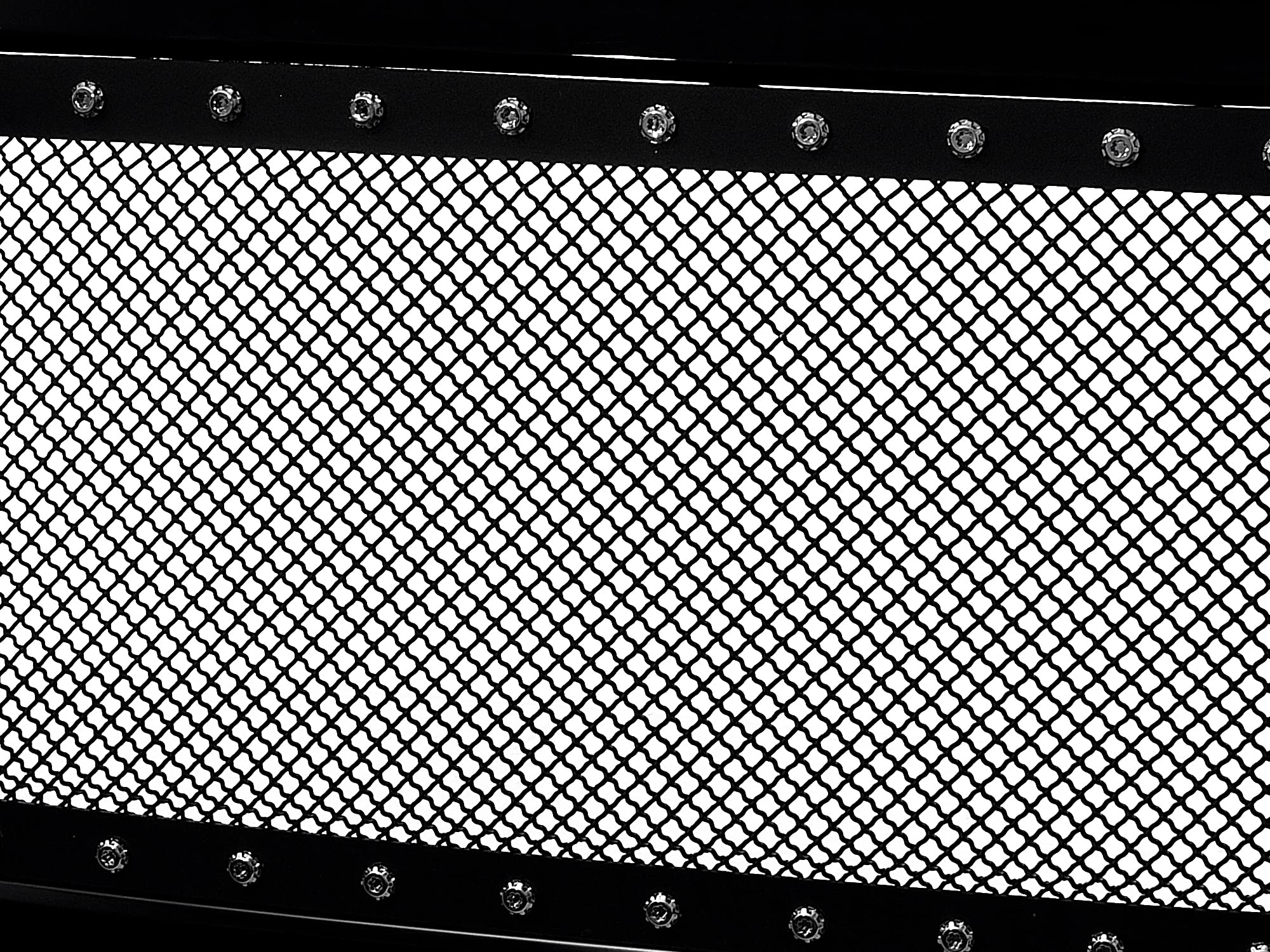 Studded Mesh Front Hood Grille Armordillo USA - Gloss Black Fits 2005-2007 Ford F250/F-250/F350/F-350 Super Duty