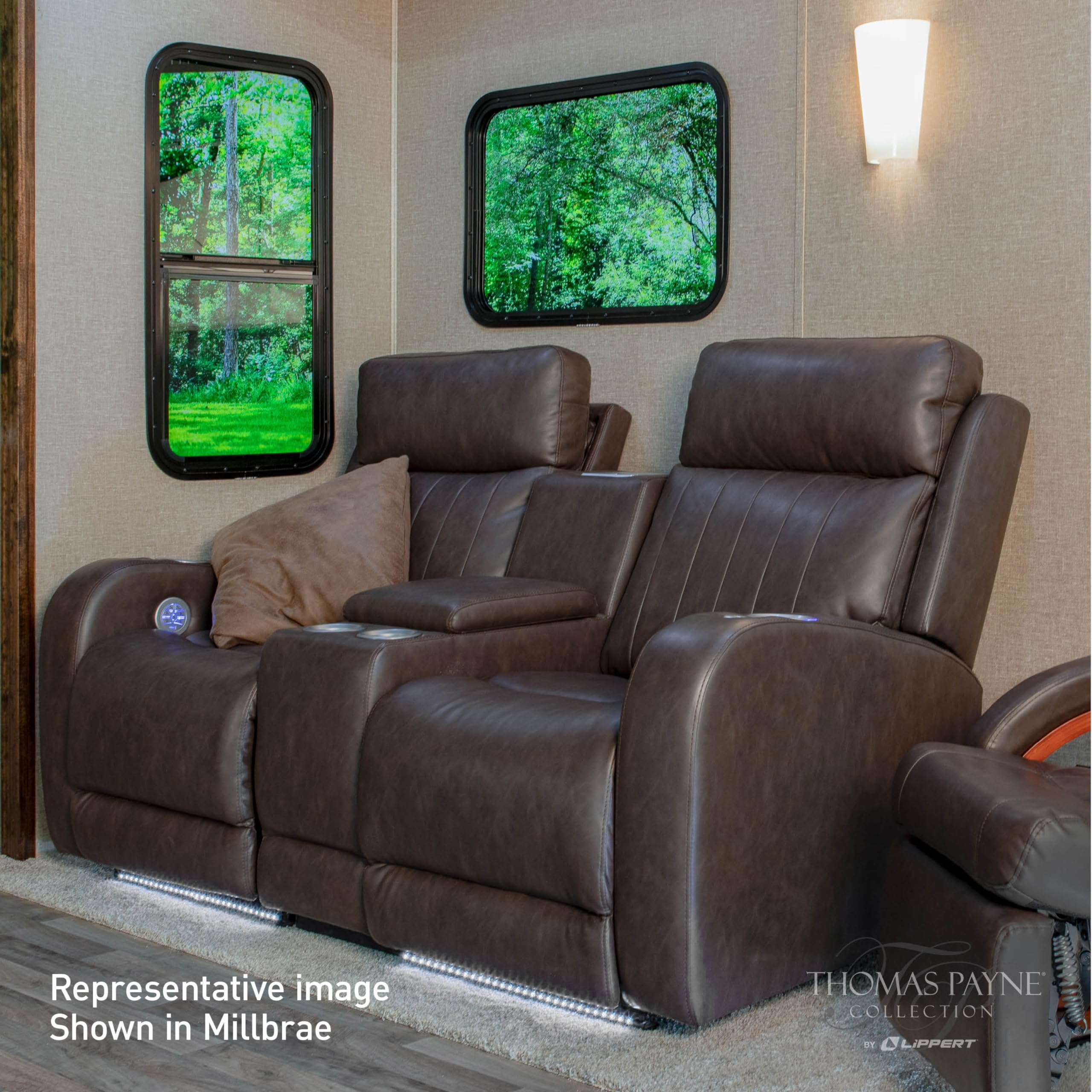 Thomas Payne® Luxury RV Theater Seating Seismic Series Recliner - Left Hand Configuration, Millbrae – Remote Control Power Recline, Massage and Lumbar – Power Port Accessory Compatible – 2020129321