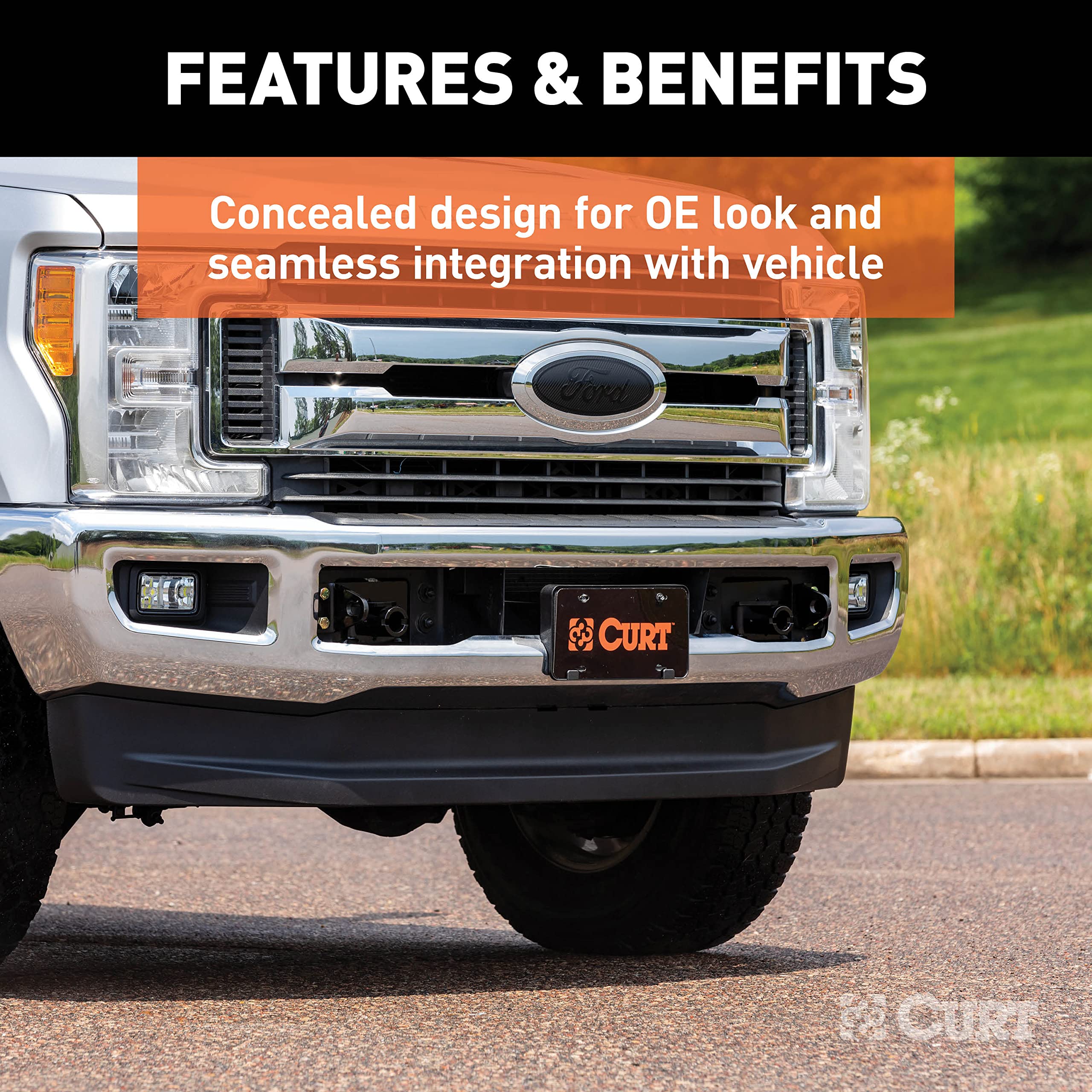 CURT Custom Tow Bar Base Plate Brackets for 70137 Dinghy Towing, Fits Select Ford F-250