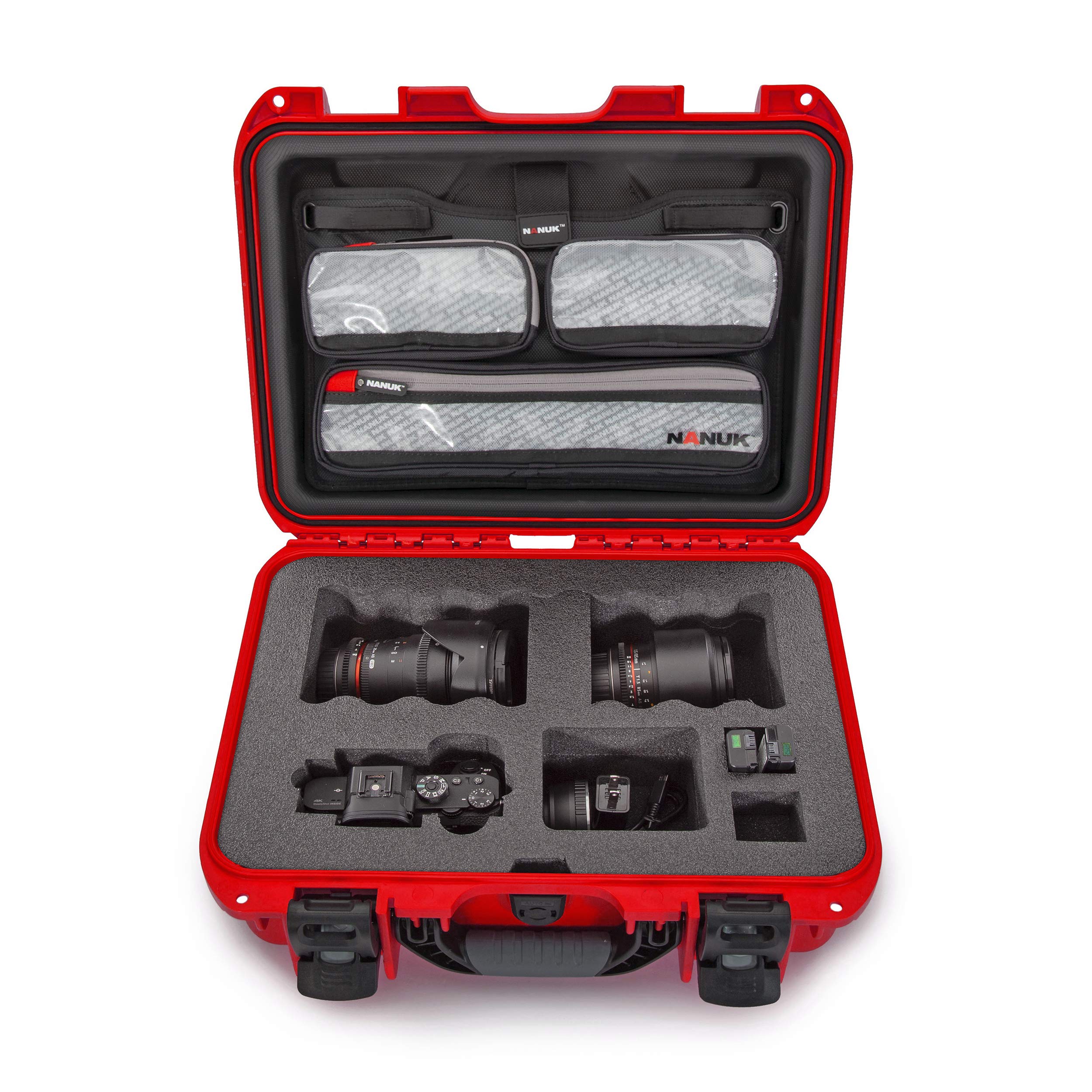 Waterproof Nanuk 920 Hard Case with Lid Organizer for Sony A7R Size Camera - Red (920-SON9)