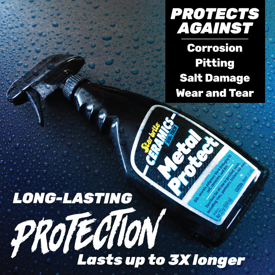 Ceramics STAR BRITE Metal Protect - SiO2 Polymer Protection - Durable Barrier Against Corrosion, Pitting, Salt Damage for Pontoons, Trailers, Towers 22 oz Spray (203322)
