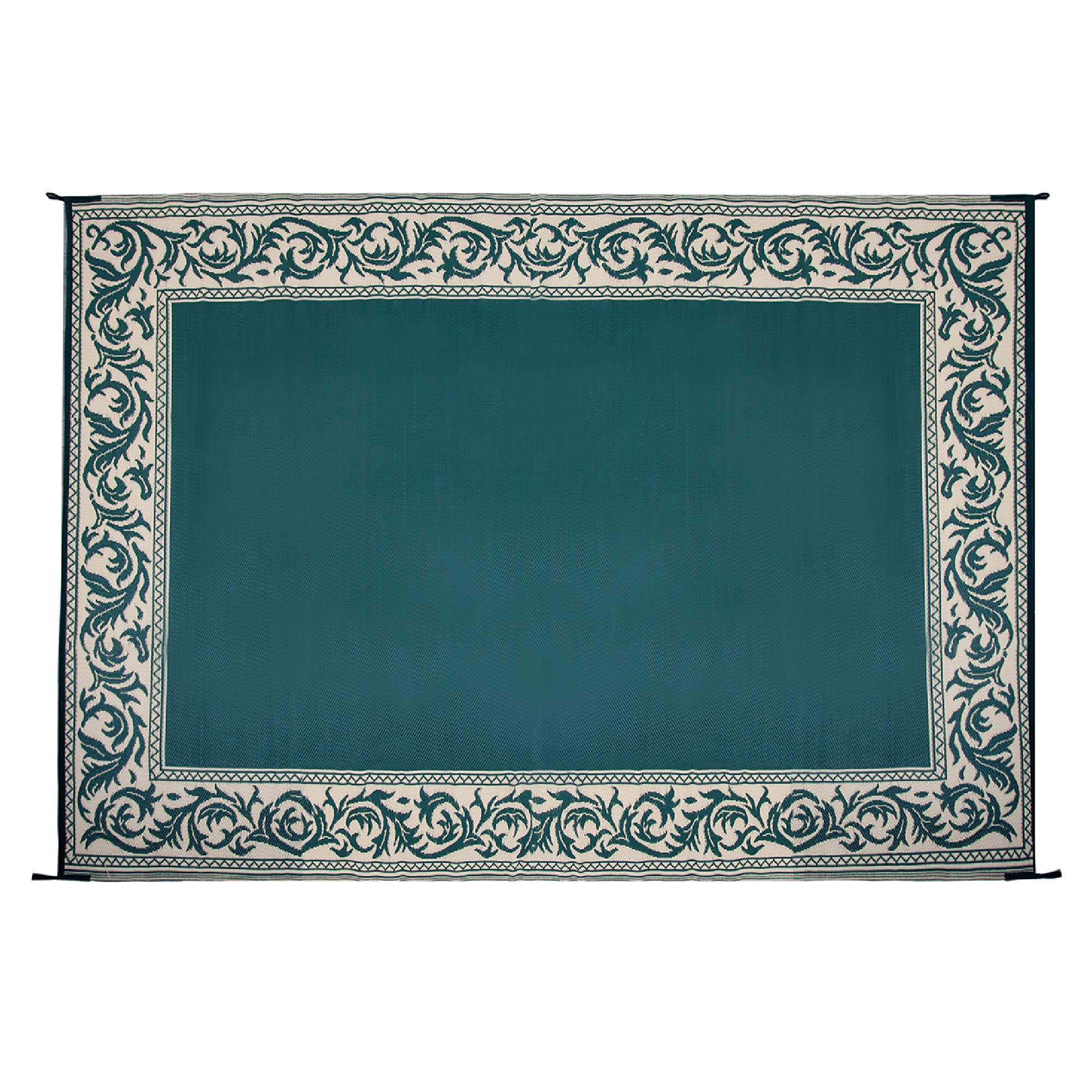 Camping Stylish RA4 9-Feet x 12-Feet RV Reversible Outdoor Mat, Green/Beige Classical Patio Mat