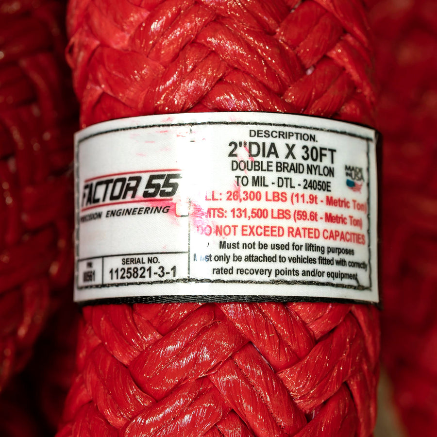 55 Factor Extreme Duty Kinetic Energy Recovery Rope, 2" Diameter x 30' Length