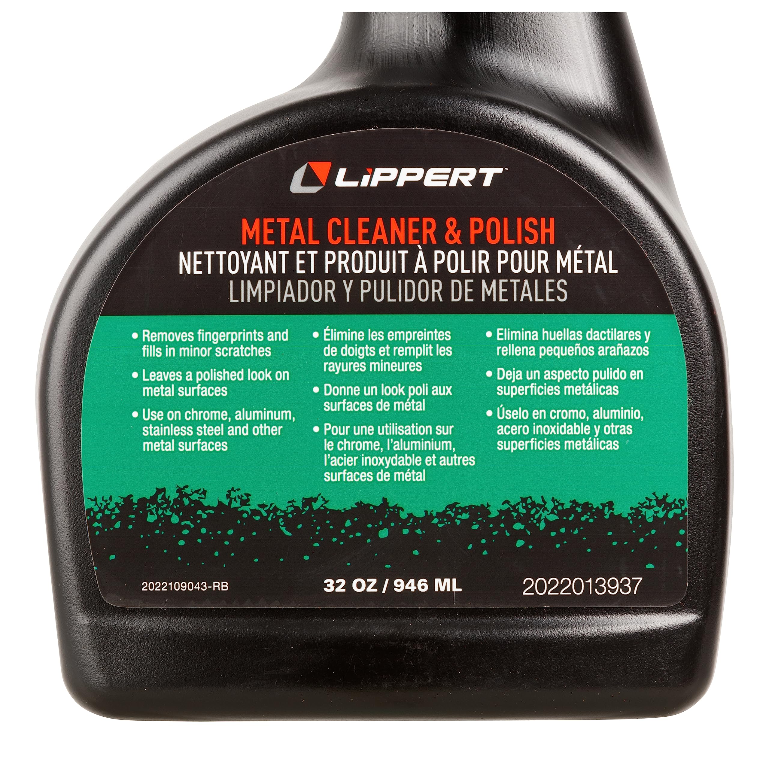 Lippert Metal Cleaner and Polish for Boat Interior and Exterior, 32 oz., Removes Fingerprints, Fills Minor Scratches, Use on Chrome, Aluminum, Stainless Steel, Easy Spray-On Application – 2022013937