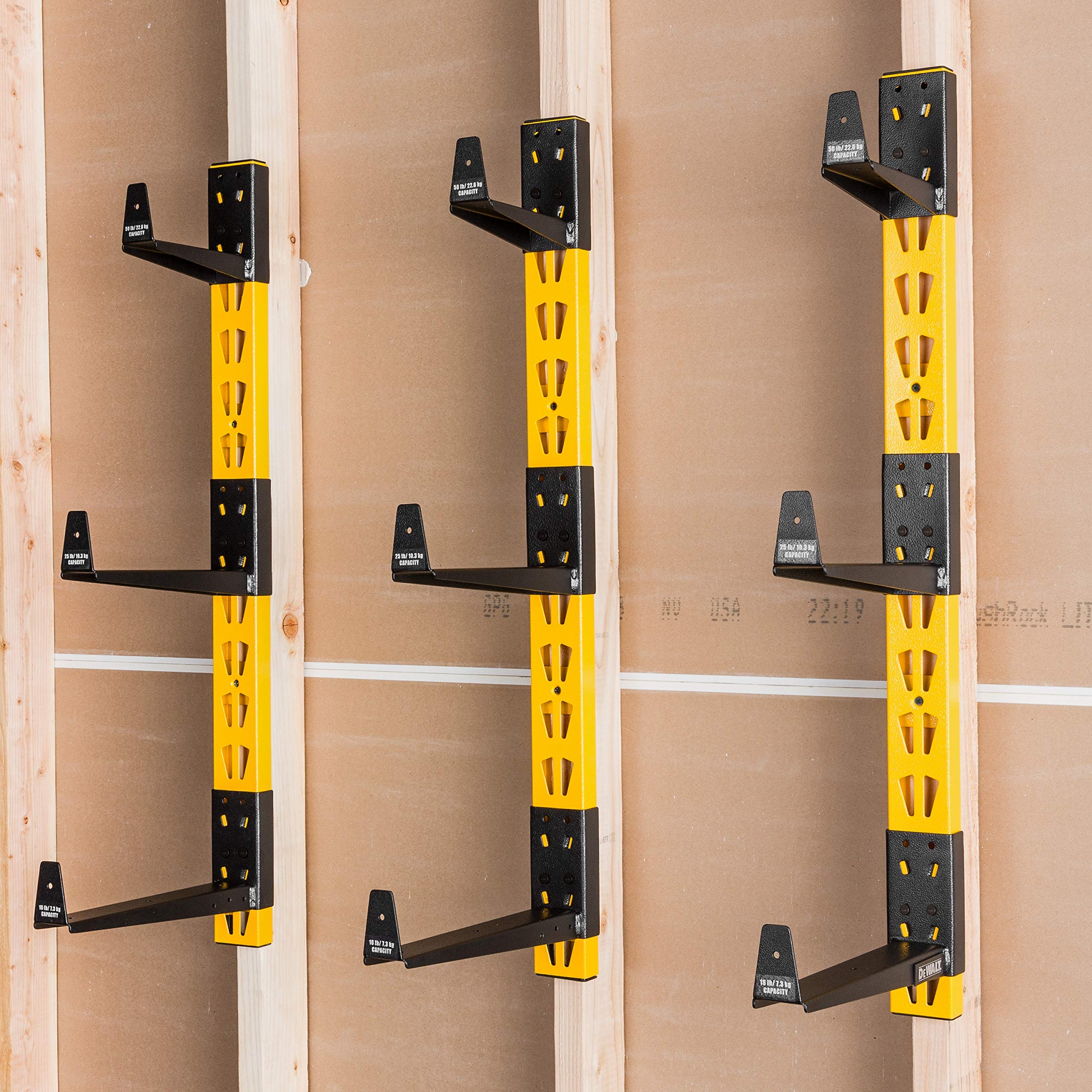 3-Piece DEWALT Wall Mount Cantilever Wood and Lumber Storage Rack for Workshop Shelving, Multi-Depth Storage, Supports a Total of 273 lbs.