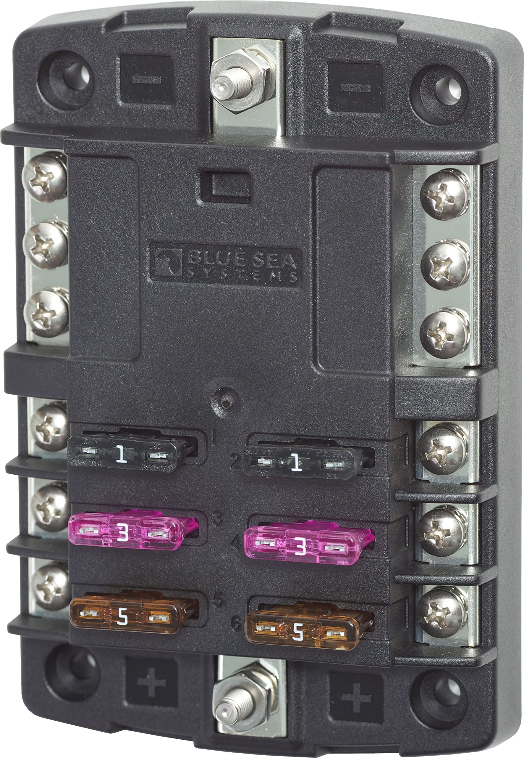 ST Blade Fuse Block Blue Sea Systems 5030 6 Circuit with Ground, 100 Amps
