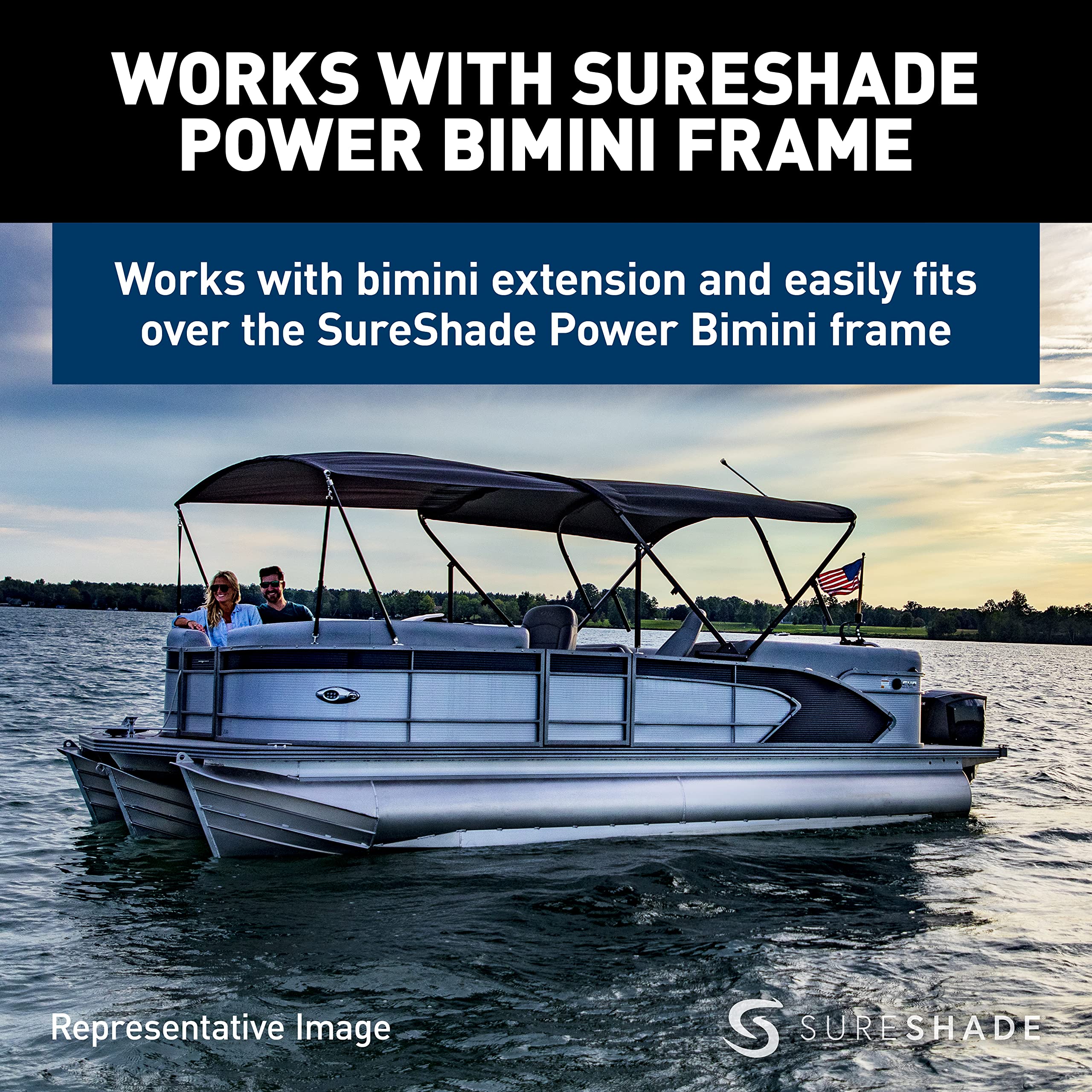 SureShade Speed Top for Pontoon and Deck Boats, Black