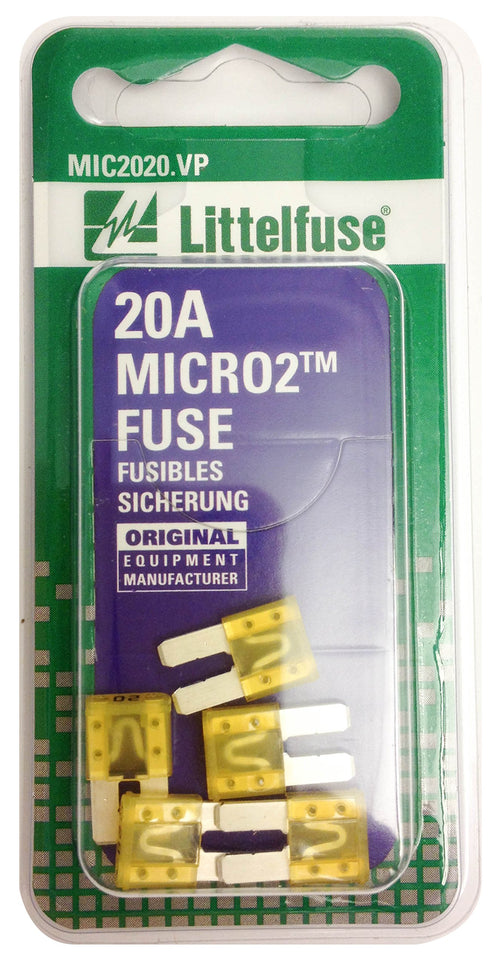 MICRO2 Littelfuse Yellow 32V 20 Amp Blade Fuse, (Pack of 5)