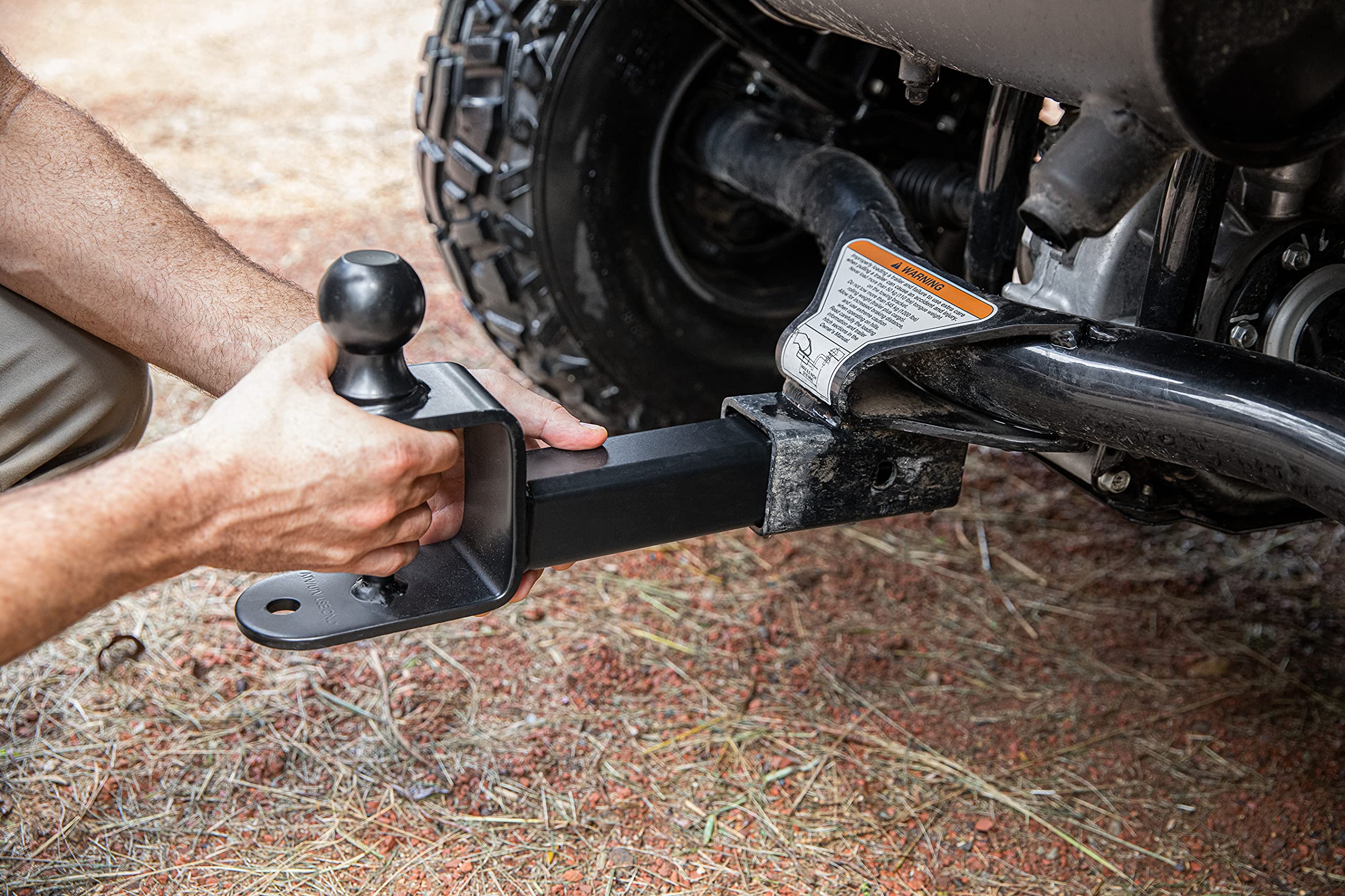 ATV/UTV Black Boar Mount with Hitch Ball and Winch Strap Loop (1 7/8" Ball, 1 1/4" Shank) (66026)