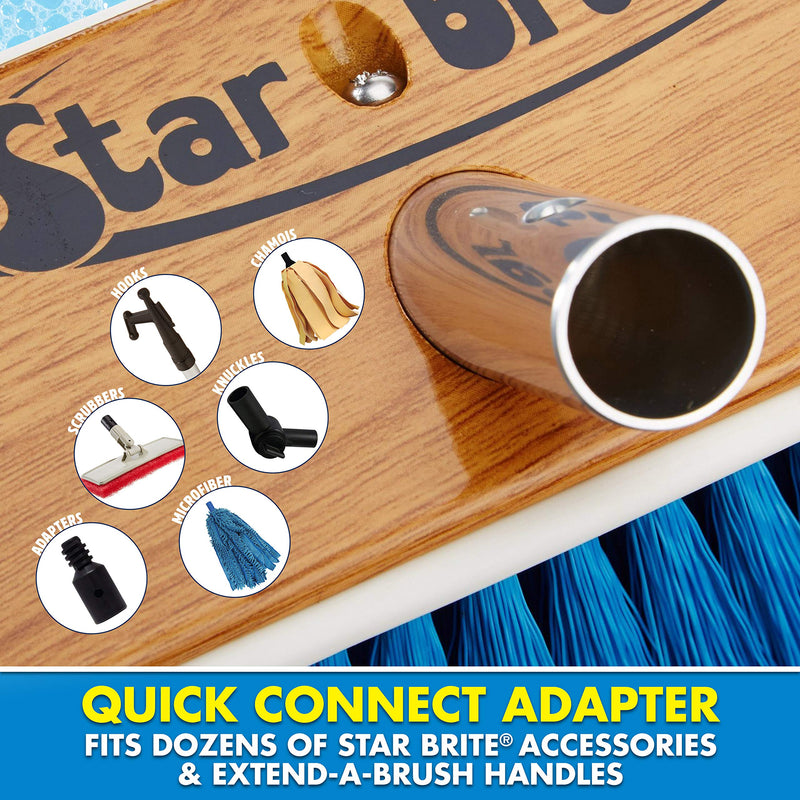 8" STAR BRITE Premium Cleaning Brush - Synthetic Wood Block with Durable, High-Density Star Prene Fibers for Boat, RV & Auto Surfaces - Extend-A-Brush Handles - Medium Bristle, Blue (040171)