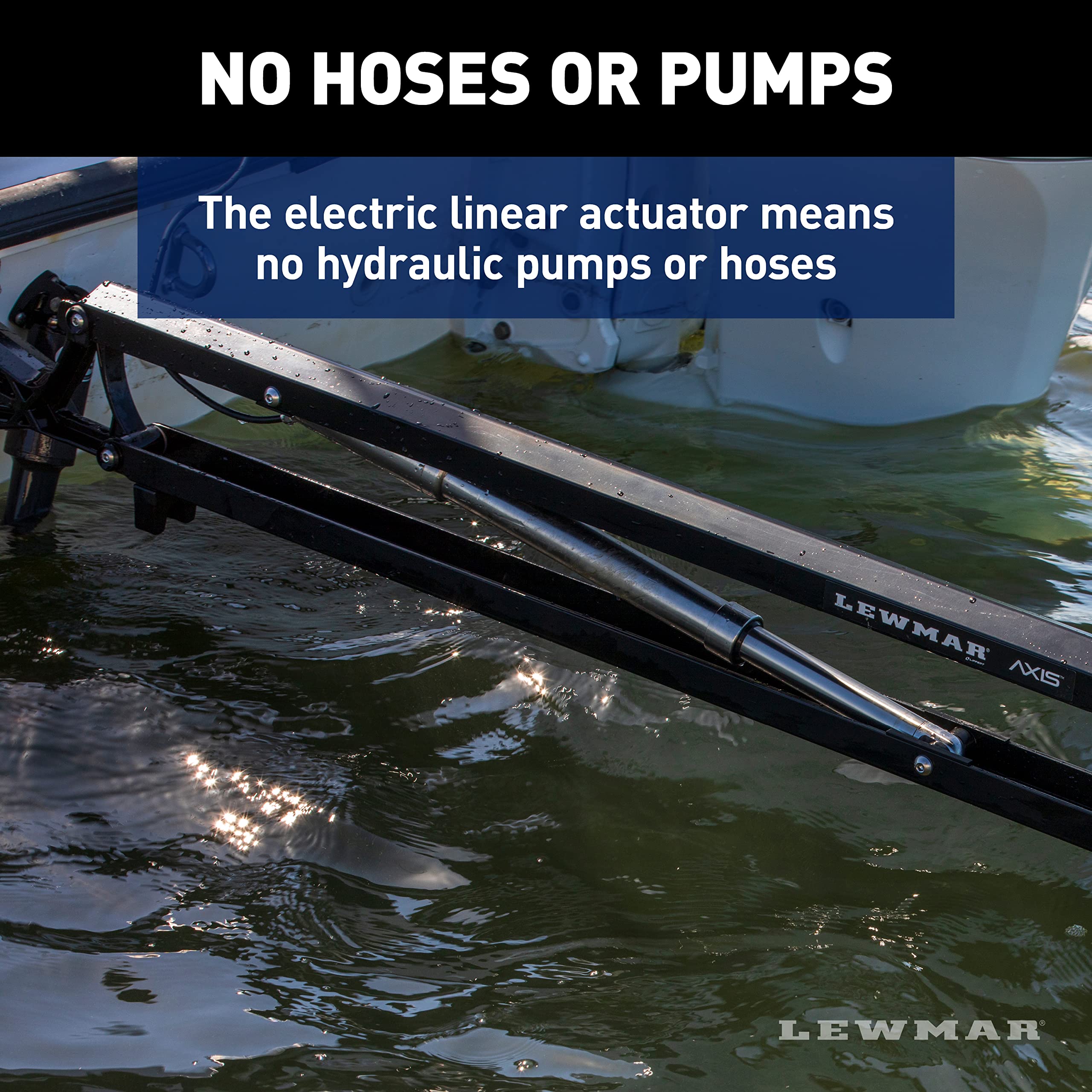 Lewmar Shallow Water Axis Anchor for use in up to 7' of Water, 12V Electrically Powered, Remote Controlled Deployment, Four Bar Articulating Arm, for Powerboats up to 26', Black - 22108805