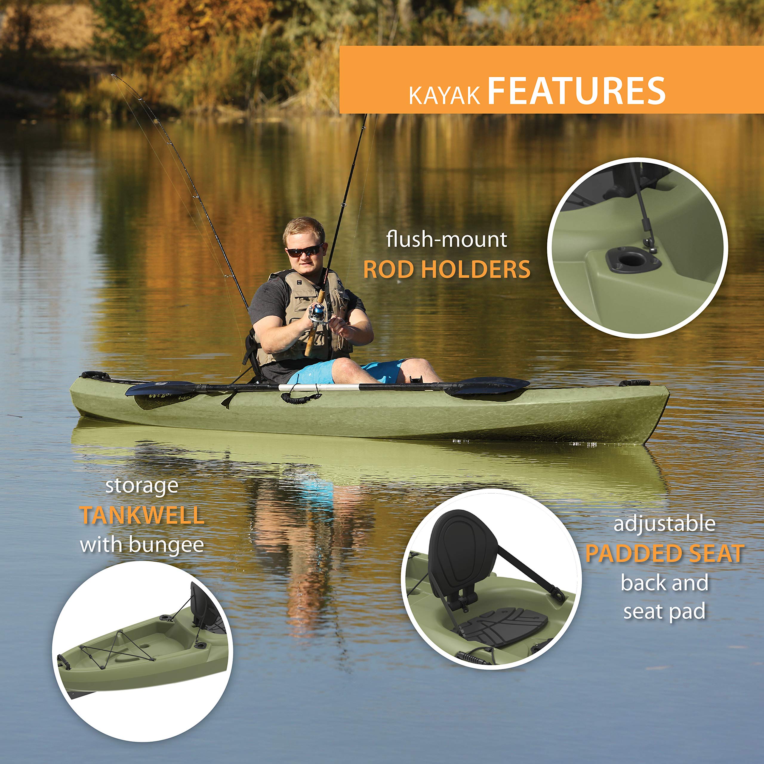 Weber Lifetime Sit-On Top Fishing Kayak, Light Olive, 11'