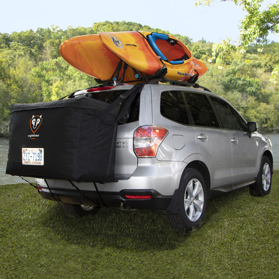 Rightline Gear Rear Waterproof Car Cargo Carrier Bag, Attaches With Or Without Roof Rack, 13 Cubic Feet, Black