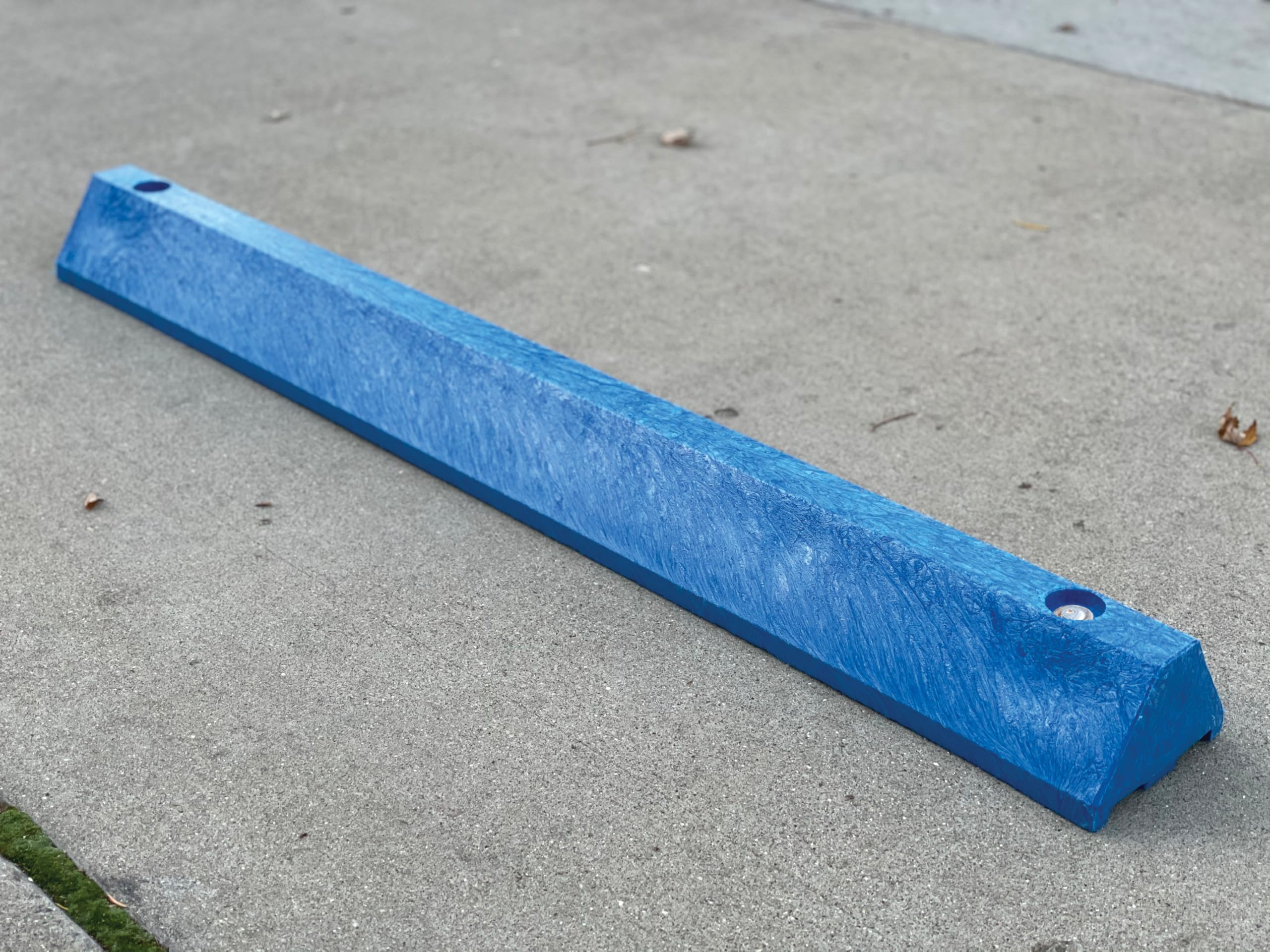 6 Foot Long Eagle High Density Polyethylene Plastic Parking Stop with Anchor Kit, 72" x 8" x 4", Blue, 1790B