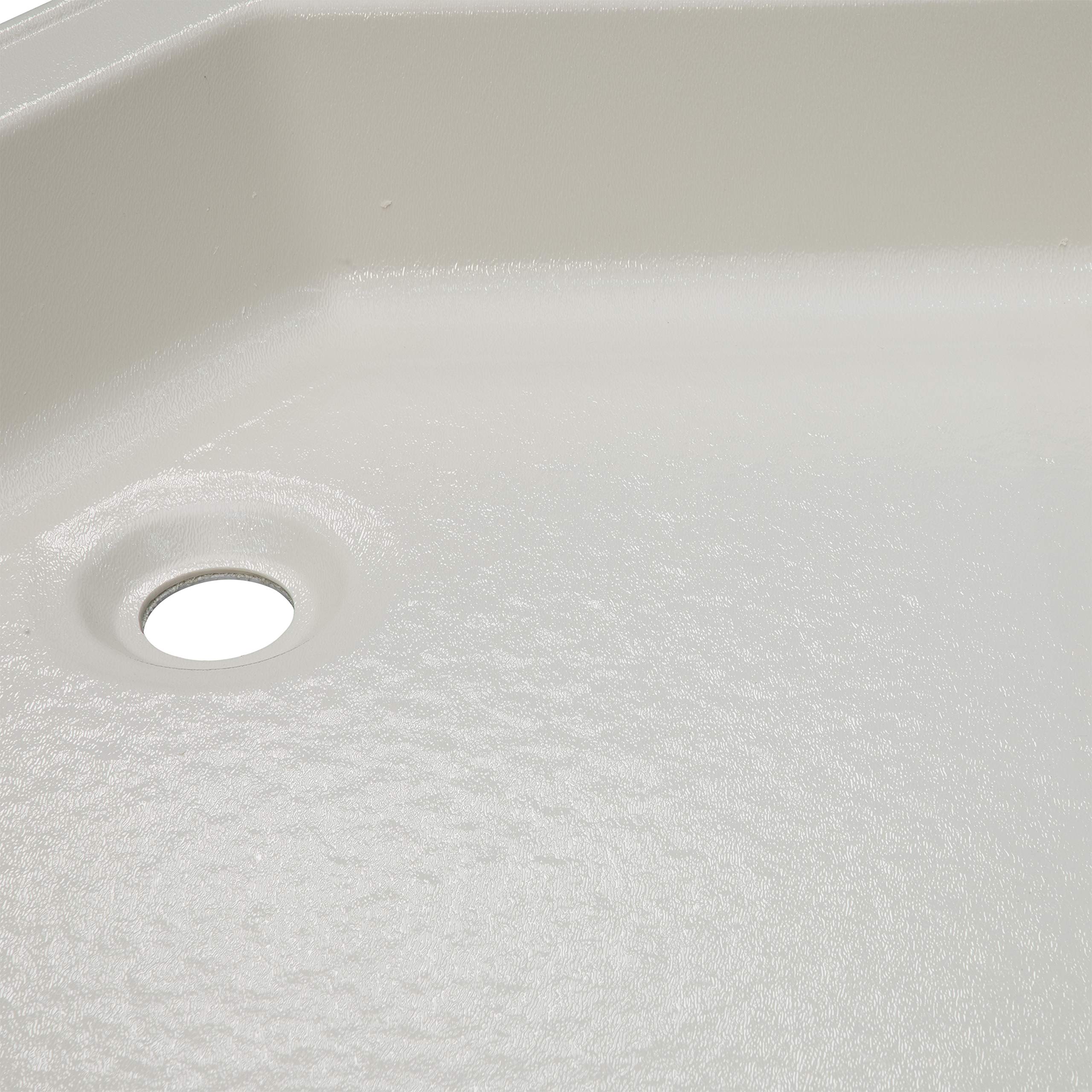 27" x 27" Lippert Replacement Parchment Corner Shower Pan with Center Drain for RVs, Travel Trailers, 5th Wheels, and Motorhomes - 298087