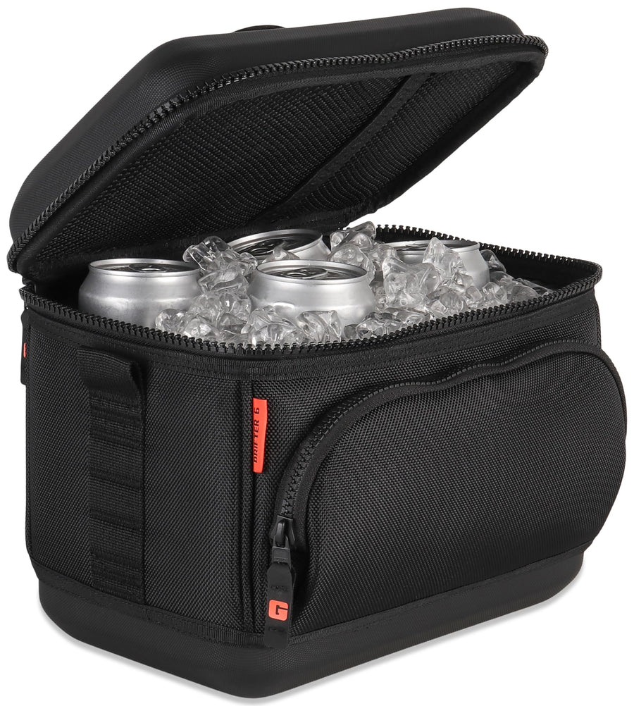 Drifter Grizzly 6-Pack | Flip-top Soft Cooler Bag | Ice Chest for Beach Boat Camping Car Fishing Golf Hiking Hunting Lunch Picnic | Lightweight Portable Insulated Waterproof | Blackout