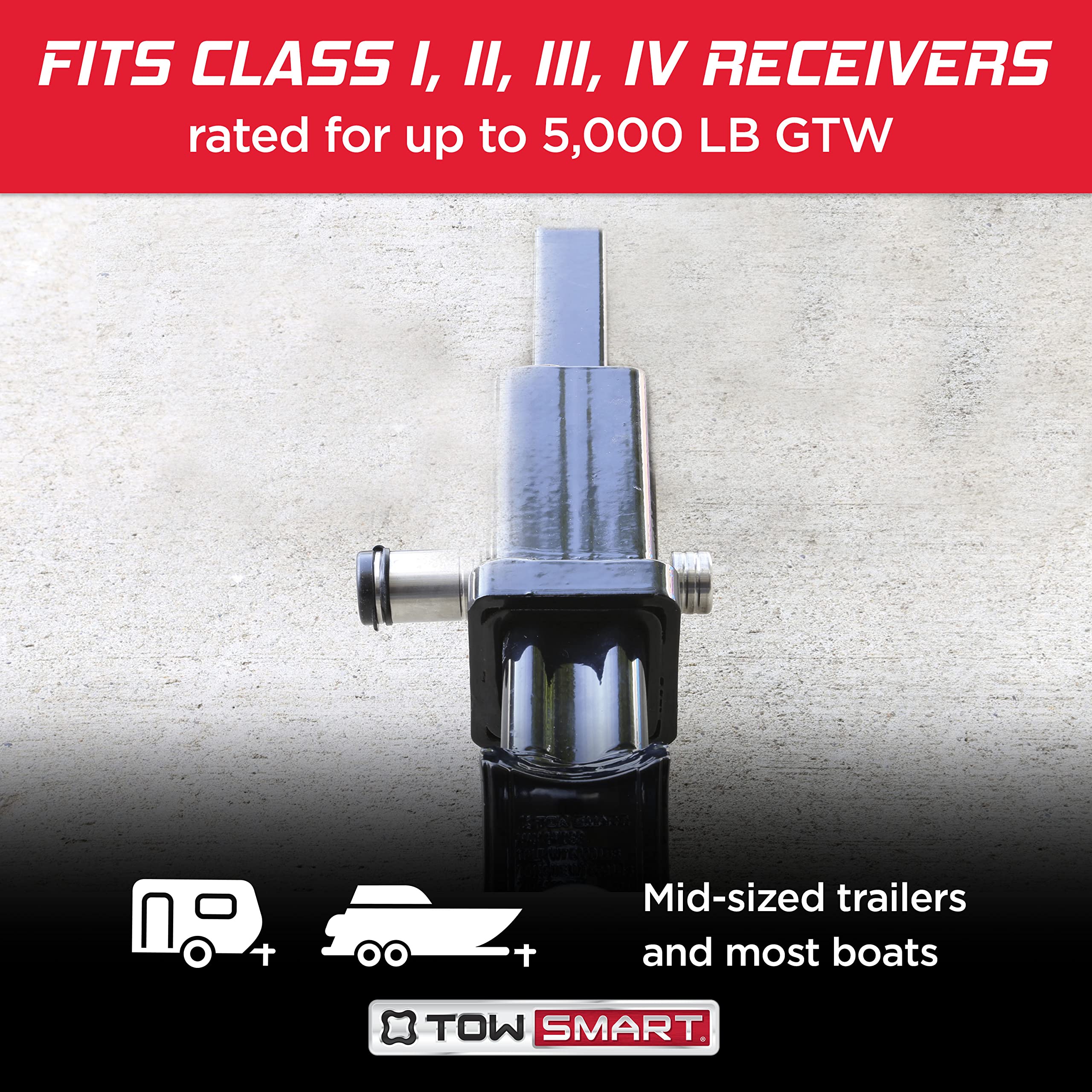 Stainless Steel TOWSMART Barrel Style Trailer Hitch Lock, 1/2 in. Diameter Pin with 5/8 in. Sleeve, Fits 1-1/4 in. and 2 in. Receivers