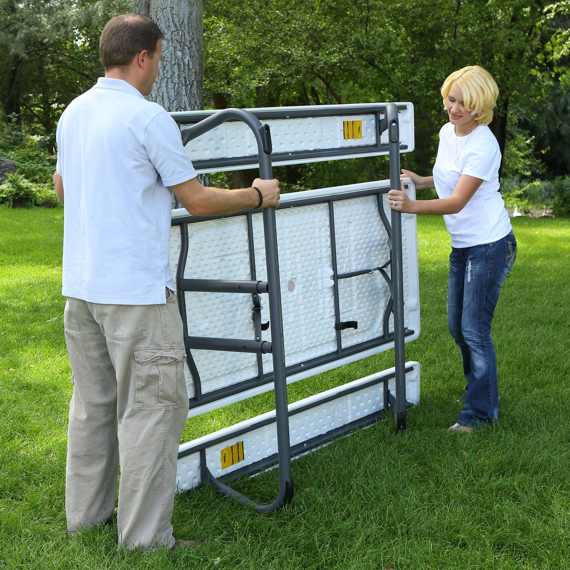 80215 LIFETIME Folding Picnic Table, 6 Feet, White Granite