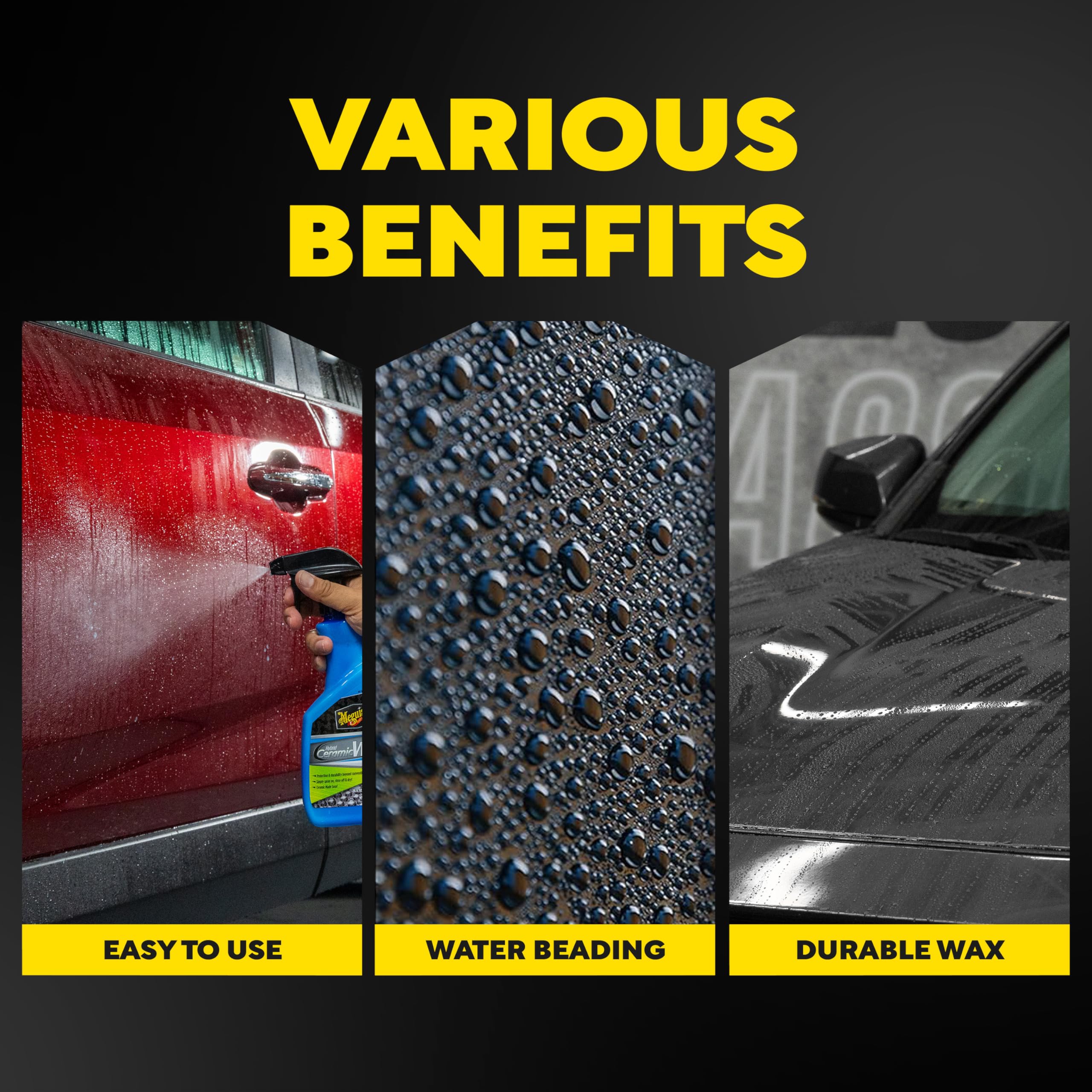Hybrid Ceramic Wax Meguiar's, Easy-to-Use Spray Wax for Car Detailing with the Superior Protective Power of Advanced SiO2 Hybrid Barrier Technology, 26 Oz Spray Bottle