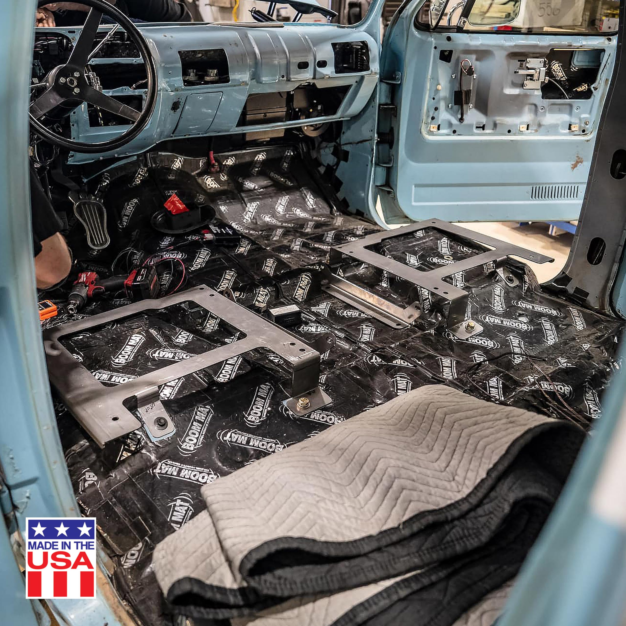 Boom Mat Design Engineering Sound Deadening Material with Adhesive Backing | 12" x 12.5" x 2mm (Pack of 4)