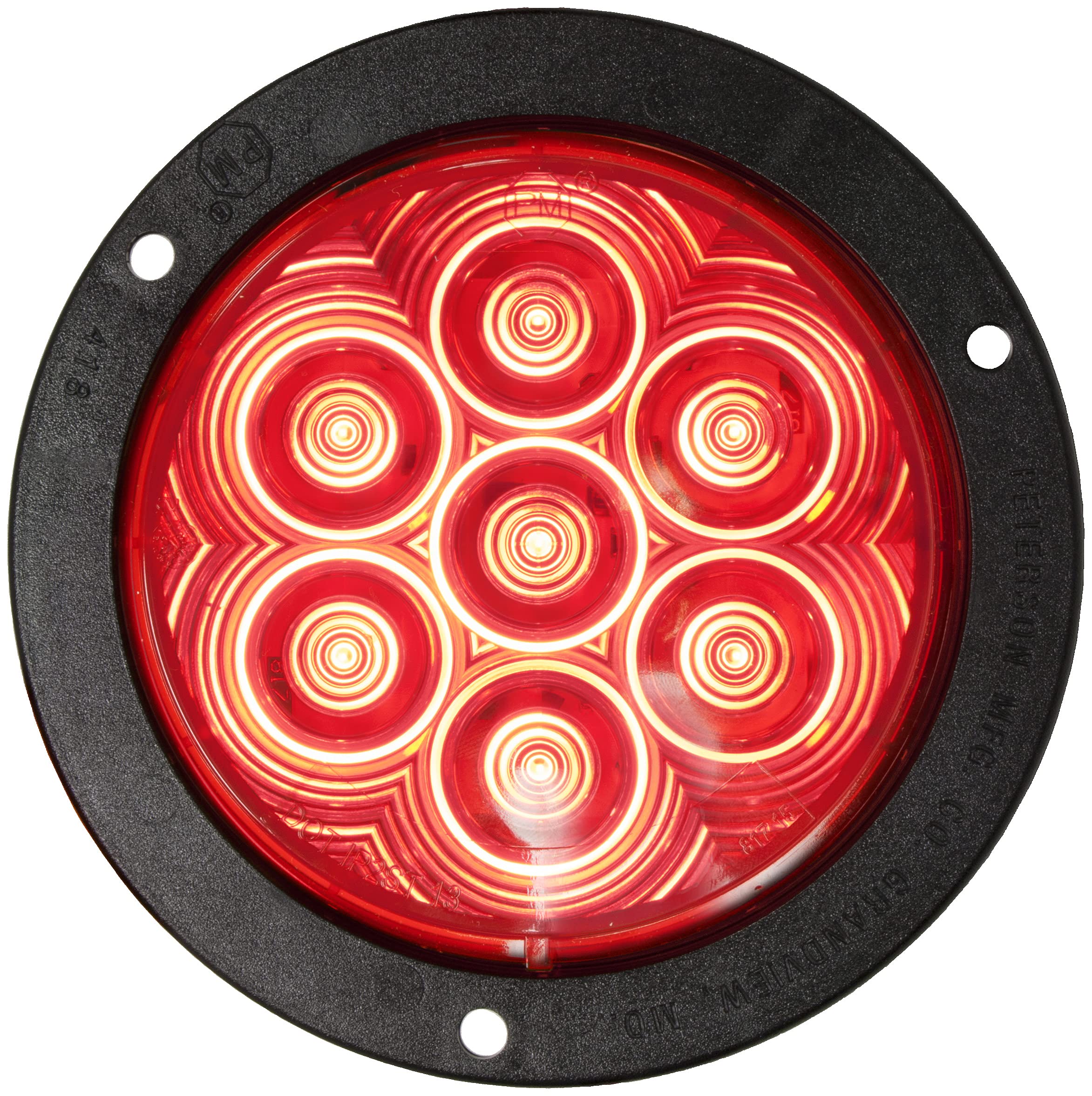 824R-7 Peterson LED Stop/Turn/Tail Round 7 Dio Pl3 Housing Flange Mount, 4"