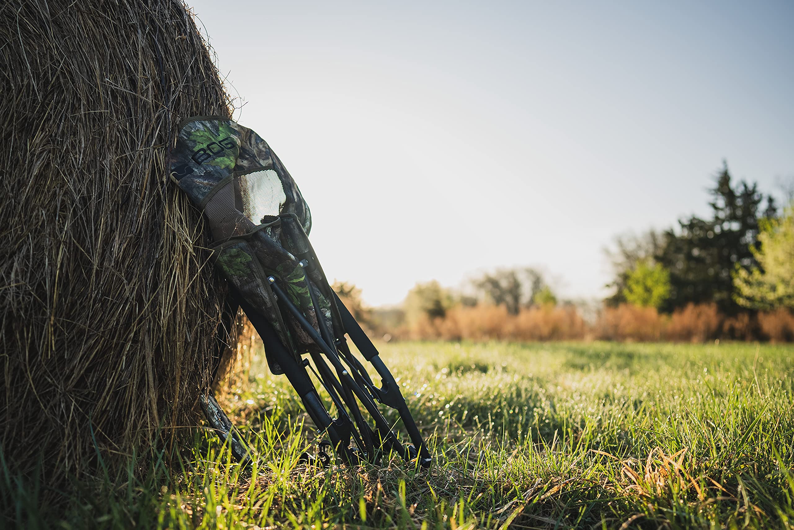 Turkey Ground Blind Chair BOG Low Profile with Rugged Construction, Aluminum Frame, Extended Seat Area, Quiet Setup, Breathable Textilene Fabric, and Carry Bag for Hunting, Shooting, and Outdoors