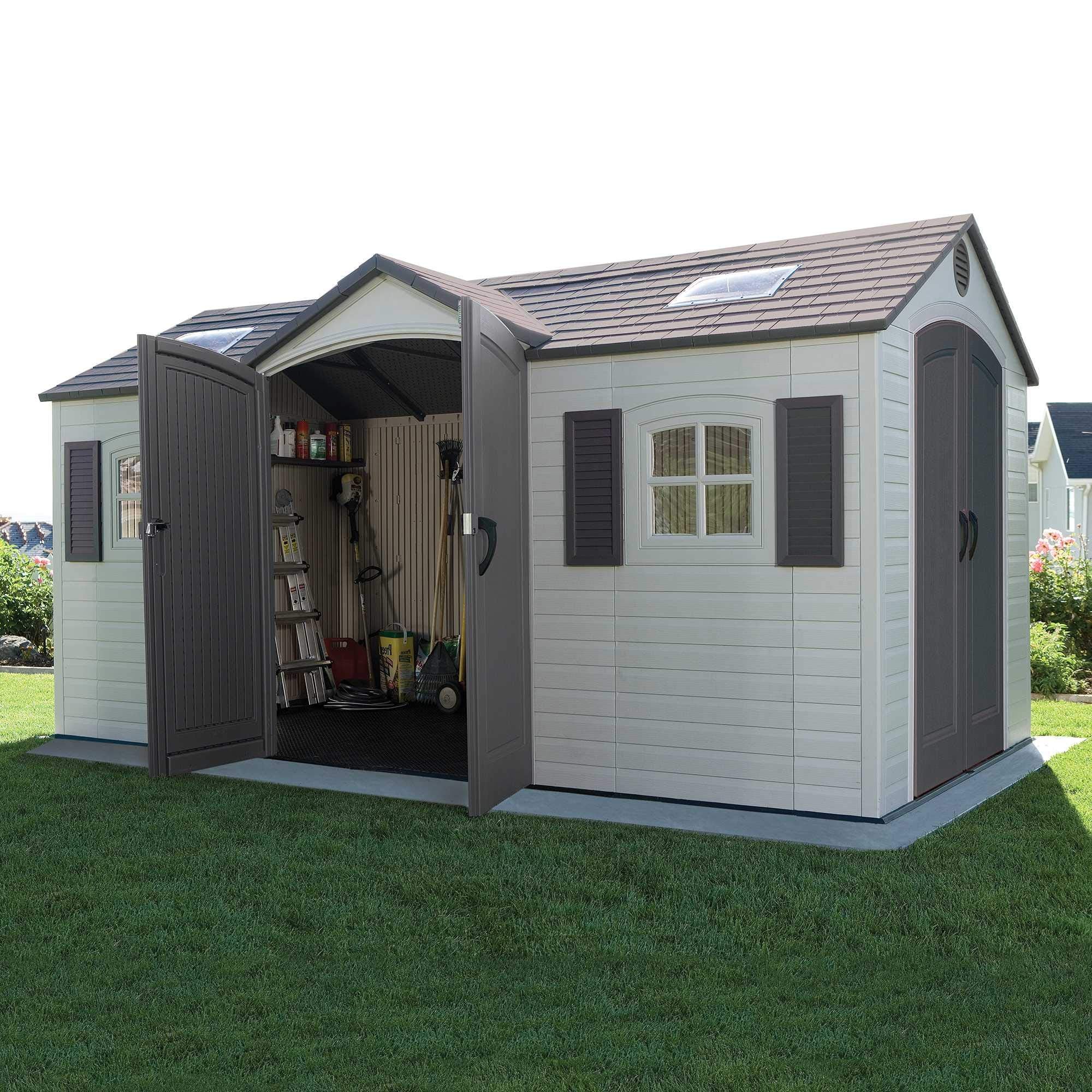 60079 Lifetime Outdoor Storage Shed Dual Entry, 15 x 8 ft, Desert Sand