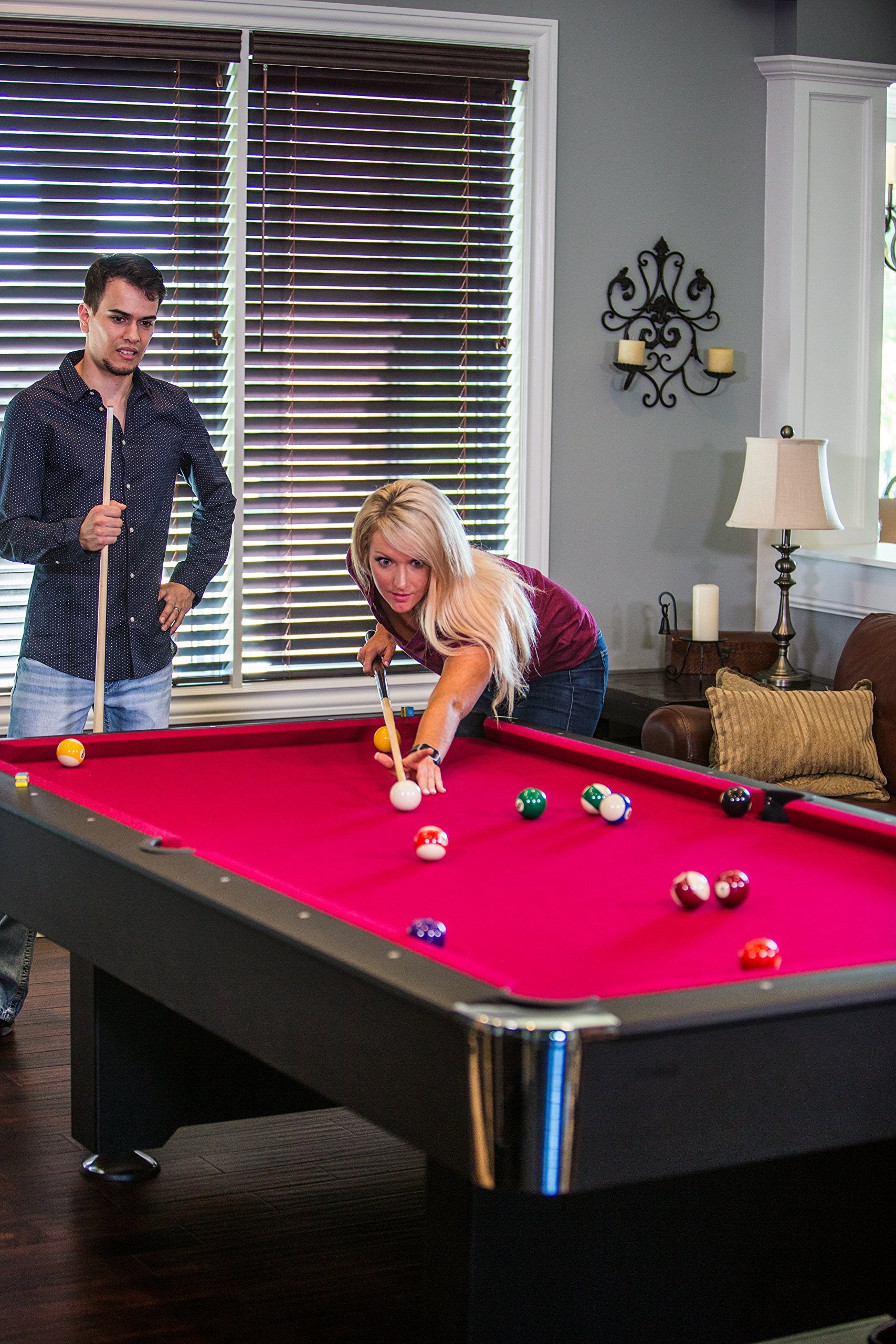 Donovan II Mizerak 8' Billiard Table with 2 Cues, Set of Billiard Balls, Triangle Brush and 2 Chalk