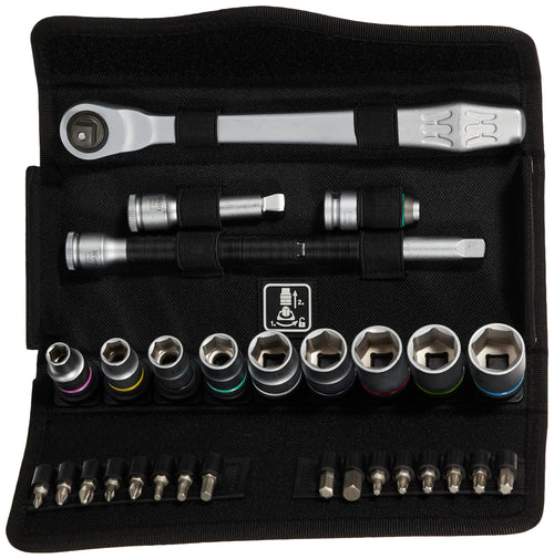 WERA 05004048001 8100 SB Zyklop Metal Ratchet Set with Lever Switch, 3/8" Drive, Metric, 29 Pieces 4013288173928