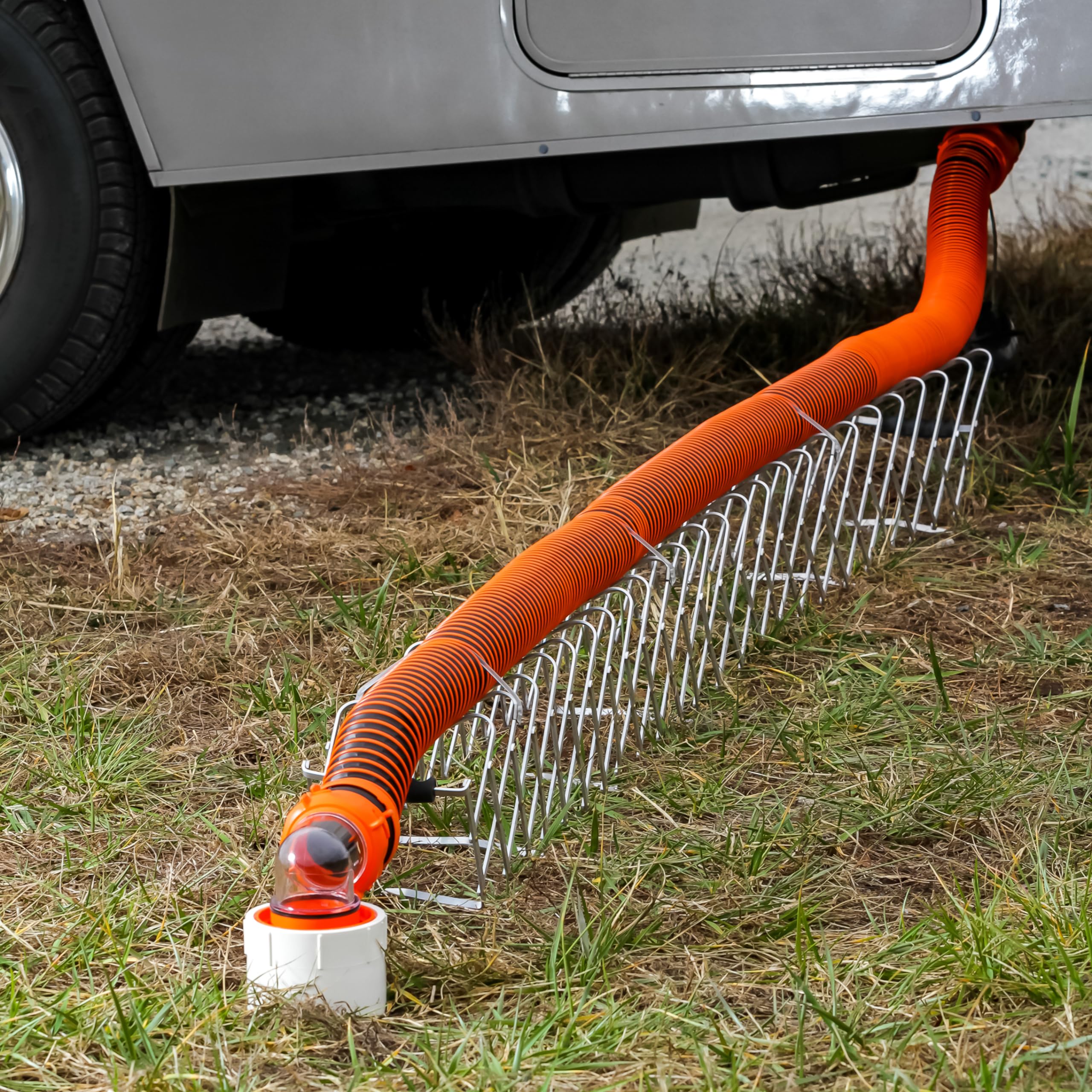 Camco 15-Ft Sewer Hose Support/RV Camper - Features Lightweight Durable Aluminum Design - Includes Strap Kit - Easily Folds for RV Storage (40353)